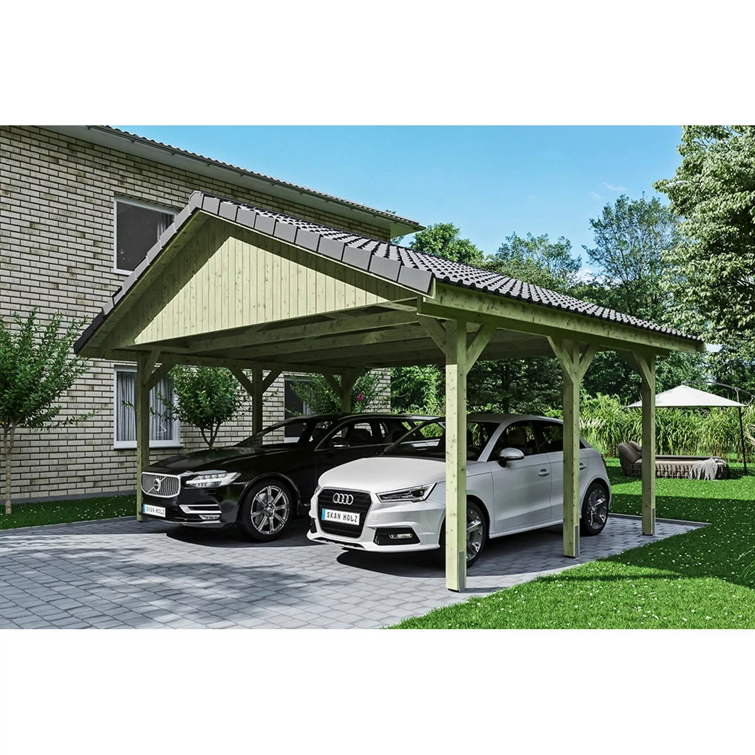 Satteldach-Carport Wallgau 620 x 500 cm Dachlattung günstig online kaufen