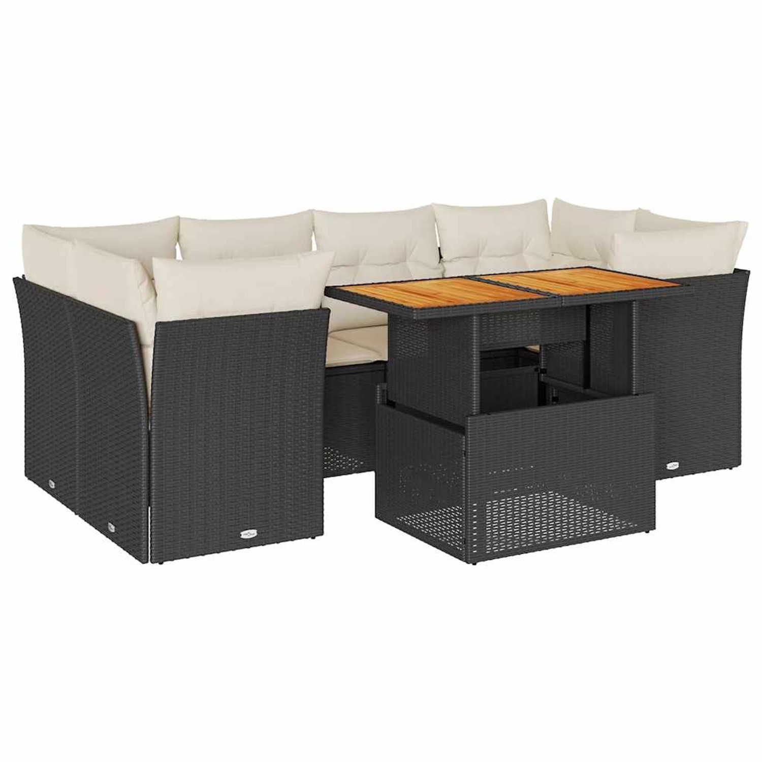vidaXL 7-Tlg Garten-Sofagarnitur mit Kissen Schwarz Poly Rattan 3326891 günstig online kaufen