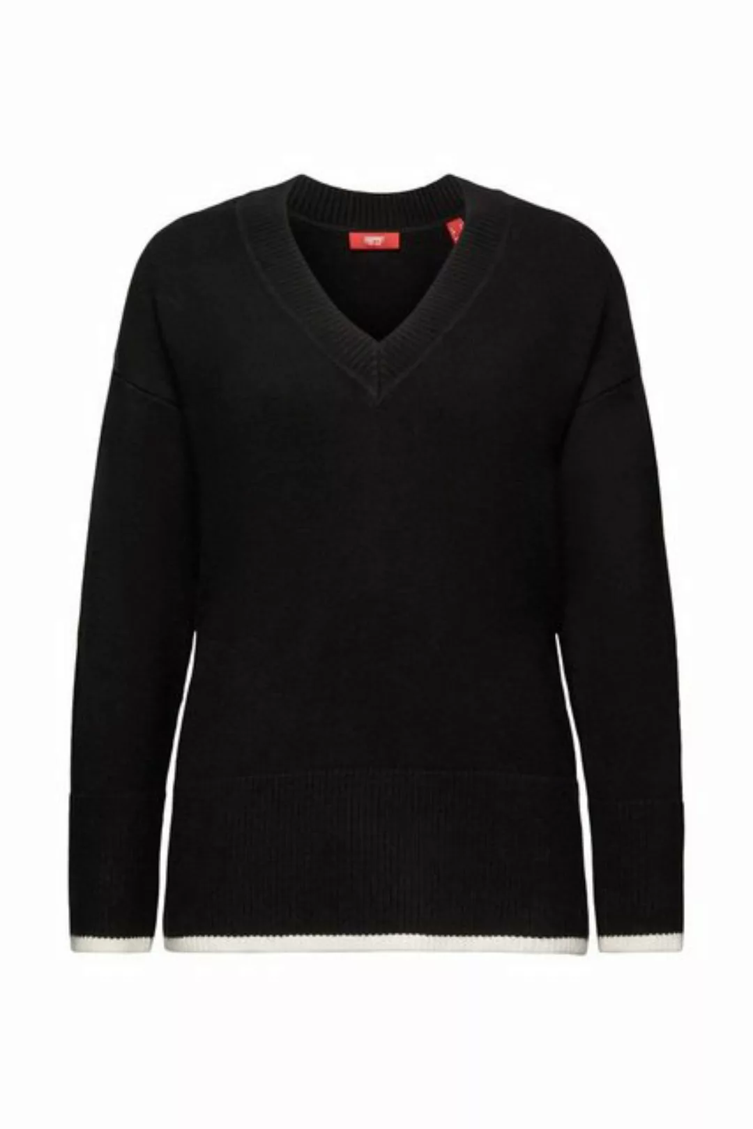 Esprit V-Ausschnitt-Pullover Longsleeve mit V-Ausschnitt günstig online kaufen