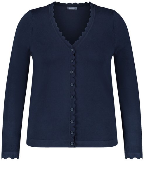 Samoon Cardigan Basic Strickjacke mit Wellenkanten günstig online kaufen