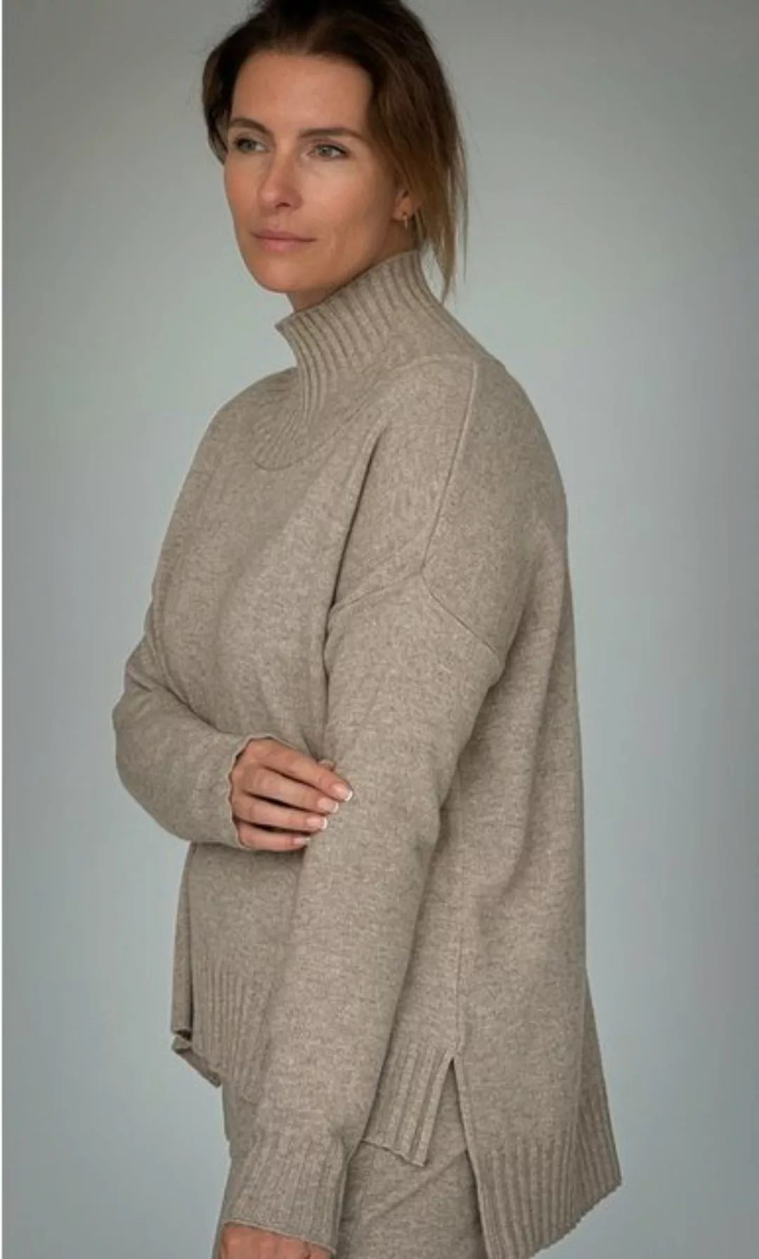 Zuckerwatte Stehkragenpullover bequem geschnitten, Merinowolle mit Cashmere günstig online kaufen