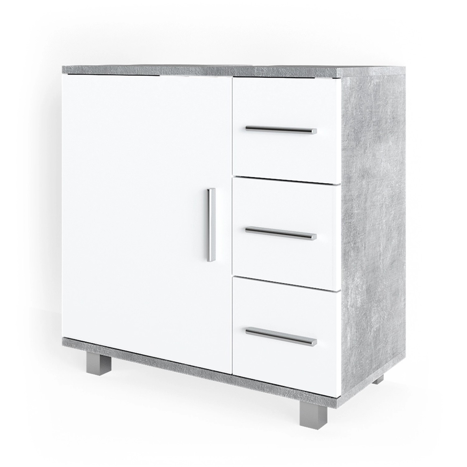 Vicco Waschbeckenunterschrank Ilias, Beton/Weiß, 60 x günstig online kaufen