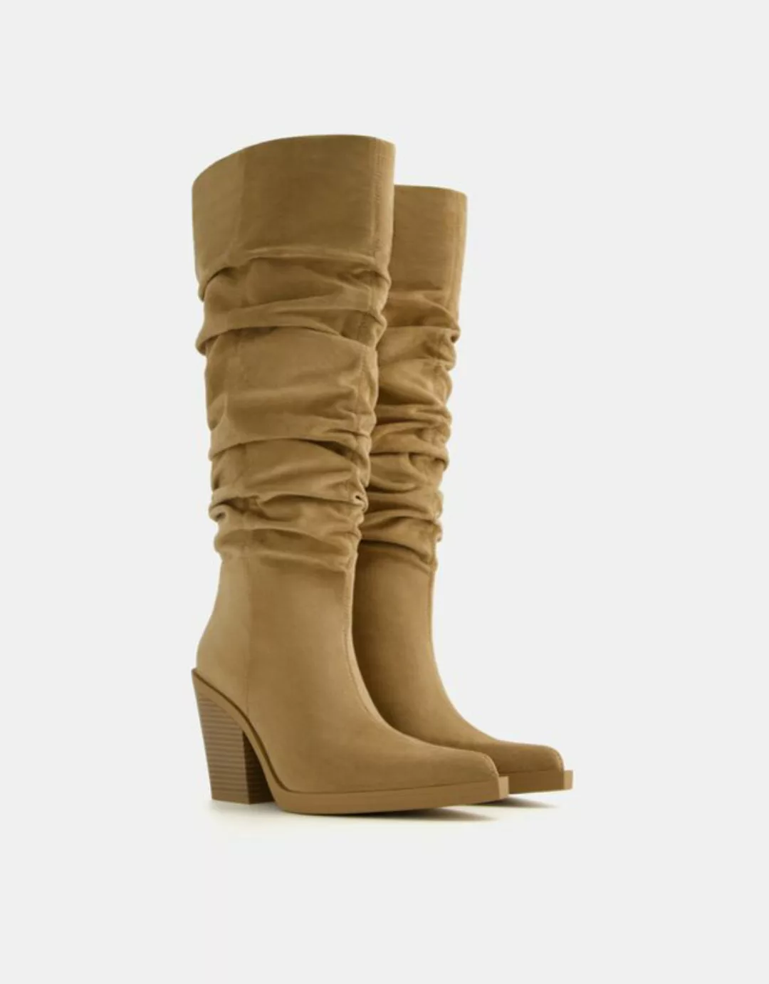 Bershka Slouchy-Absatzstiefel Im Cowboylook Damen 38 Sandfarbe günstig online kaufen