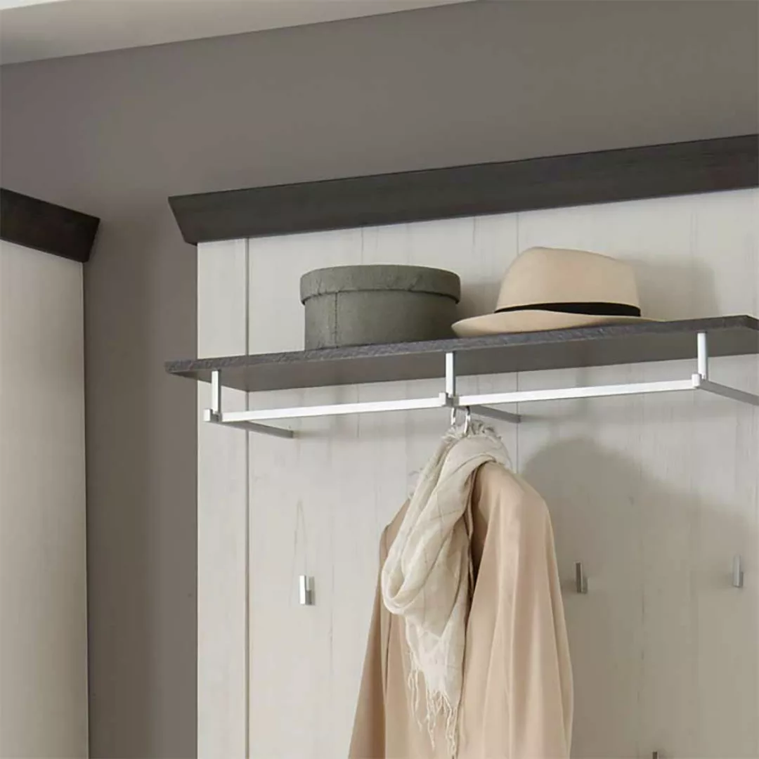Wandpaneel Garderobe in Weiß Braun Landhaus günstig online kaufen