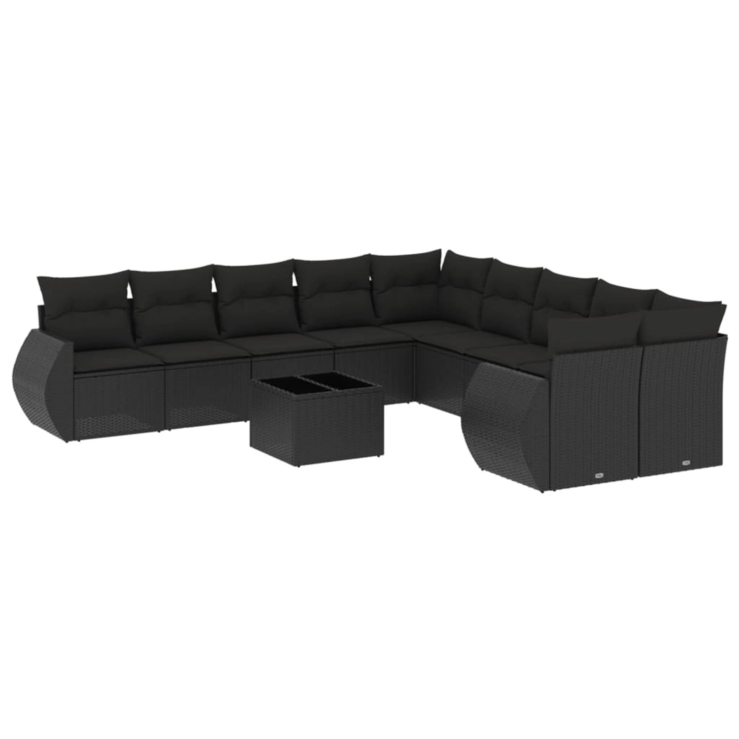 vidaXL 11-Tlg Garten-Sofagarnitur mit Kissen Schwarz Poly Rattan 3254252 günstig online kaufen