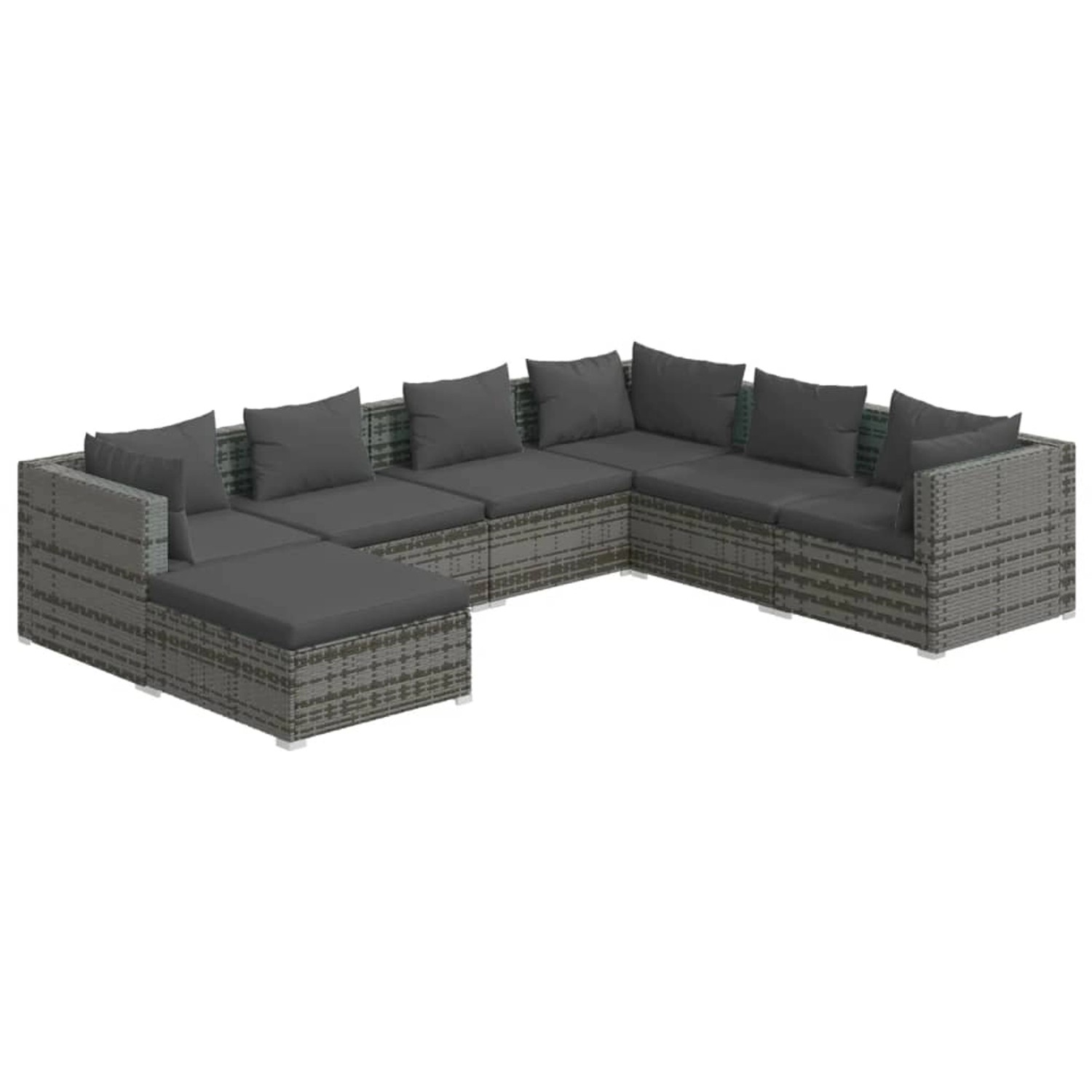 Vidaxl 7-tlg. Garten-lounge-set Mit Kissen Poly Rattan Grau günstig online kaufen