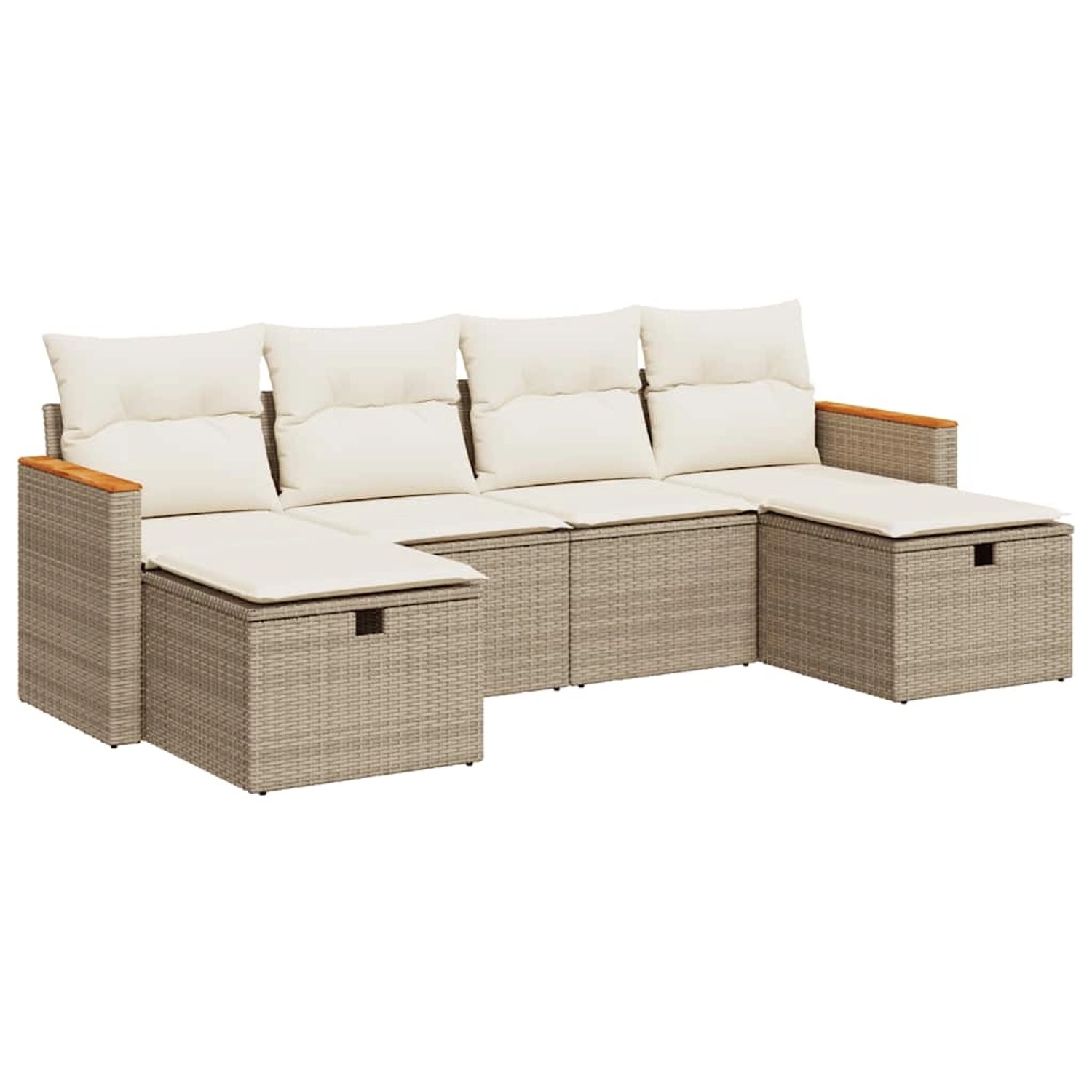 vidaXL 6-Tlg Garten-Sofagarnitur mit Kissen Beige Poly Rattan 3325943 günstig online kaufen