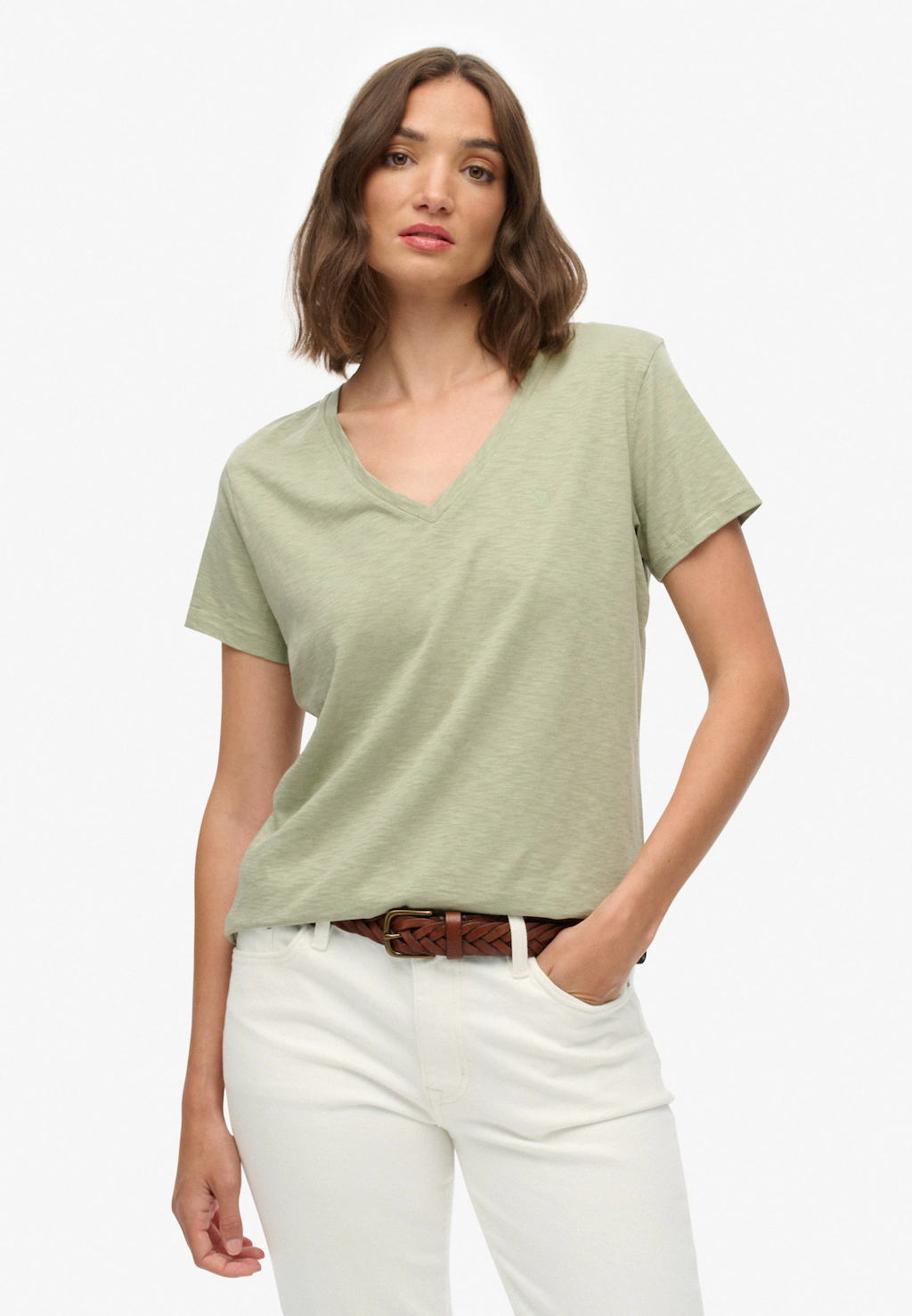 Superdry T-Shirt "STUDIOS SLUB EMB VEE TEE" günstig online kaufen