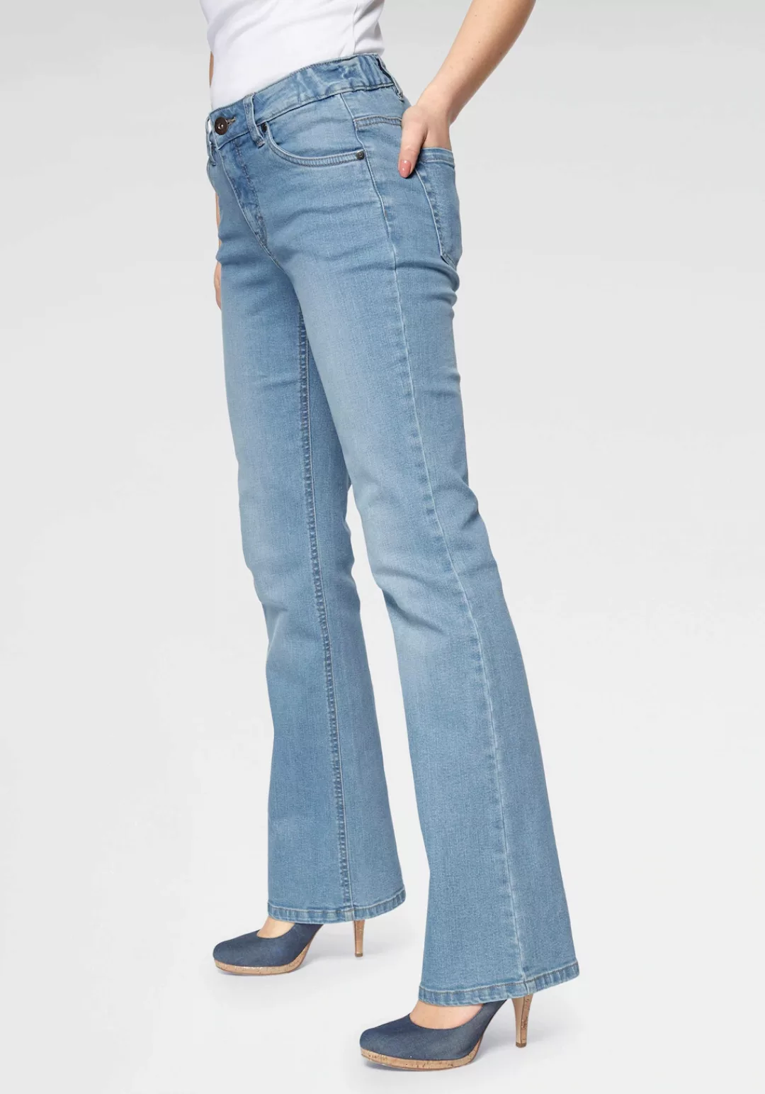 Arizona Bootcut-Jeans "Bund mit seitlichem Gummizugeinsatz", High Waist günstig online kaufen