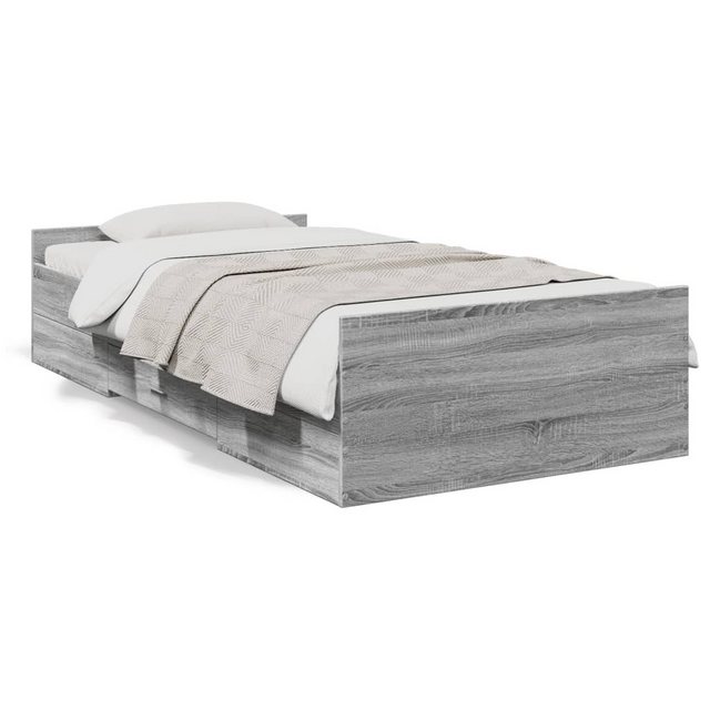vidaXL Bett Bettgestell mit Schubladen Grau Sonoma 90x190 cm Holzwerkstoff günstig online kaufen