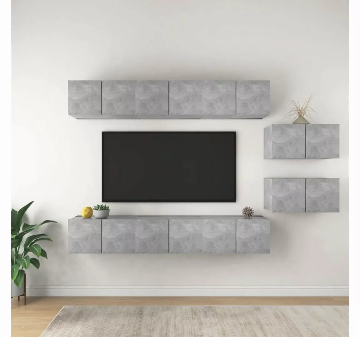 vidaXL TV-Schrank TV-Schränke 8 Stk Betongrau Spanplatte Lowboard Lowboard günstig online kaufen