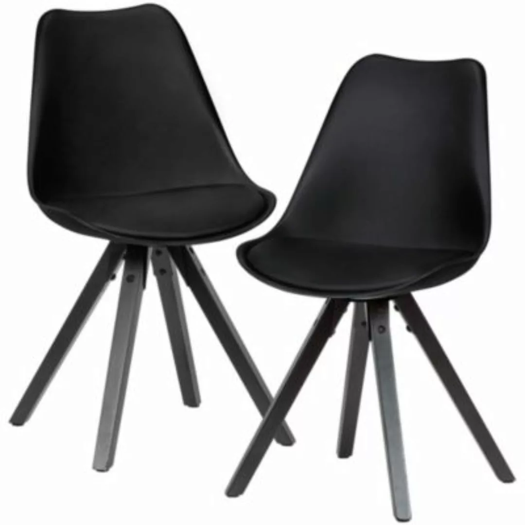 FineBuy Esszimmerstuhl 2er Set 45 x 39 cm Sitzfläche schwarz günstig online kaufen
