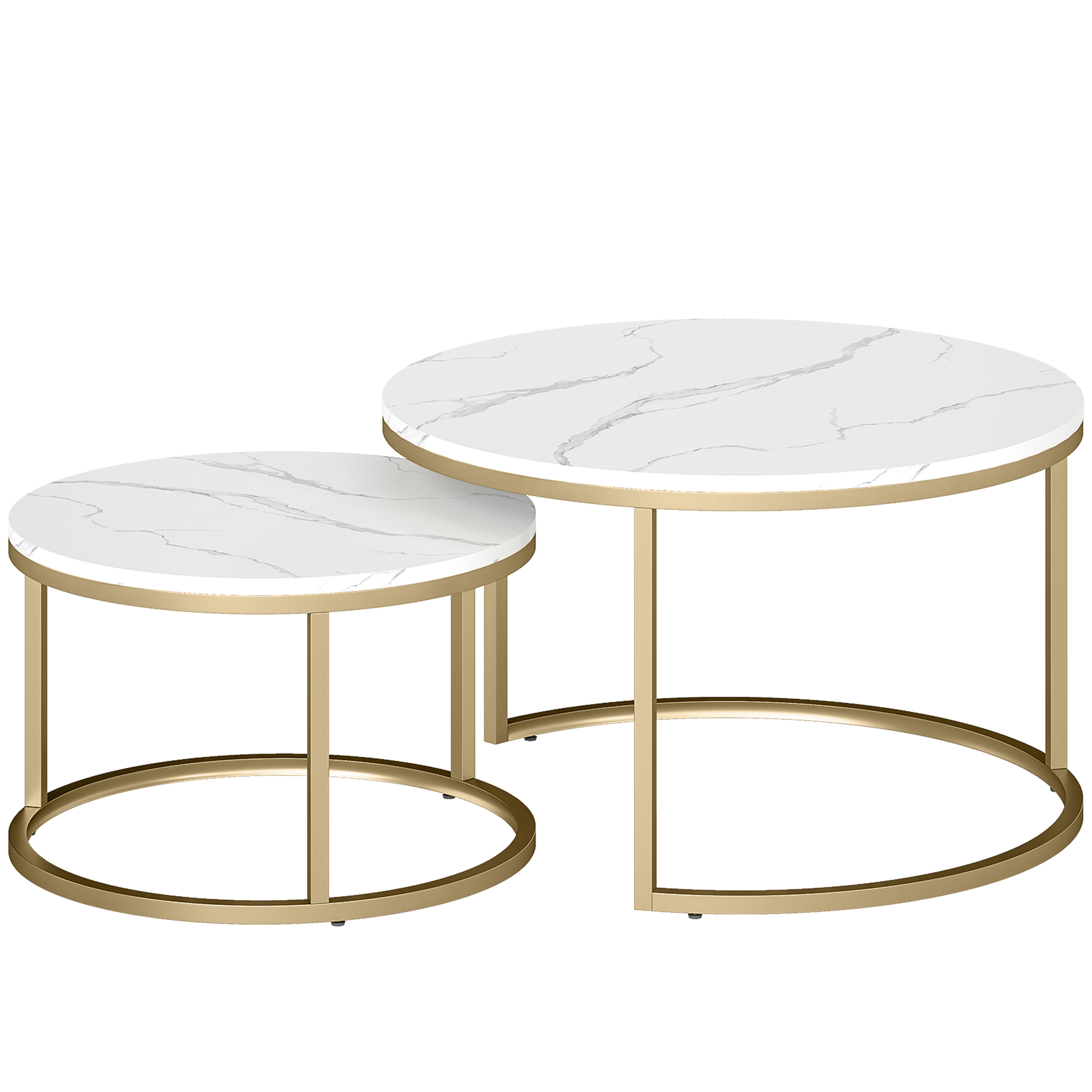 HOMCOM Set aus 2 stapelbaren Couchtischen, runder Couchtisch, stapelbar, In günstig online kaufen