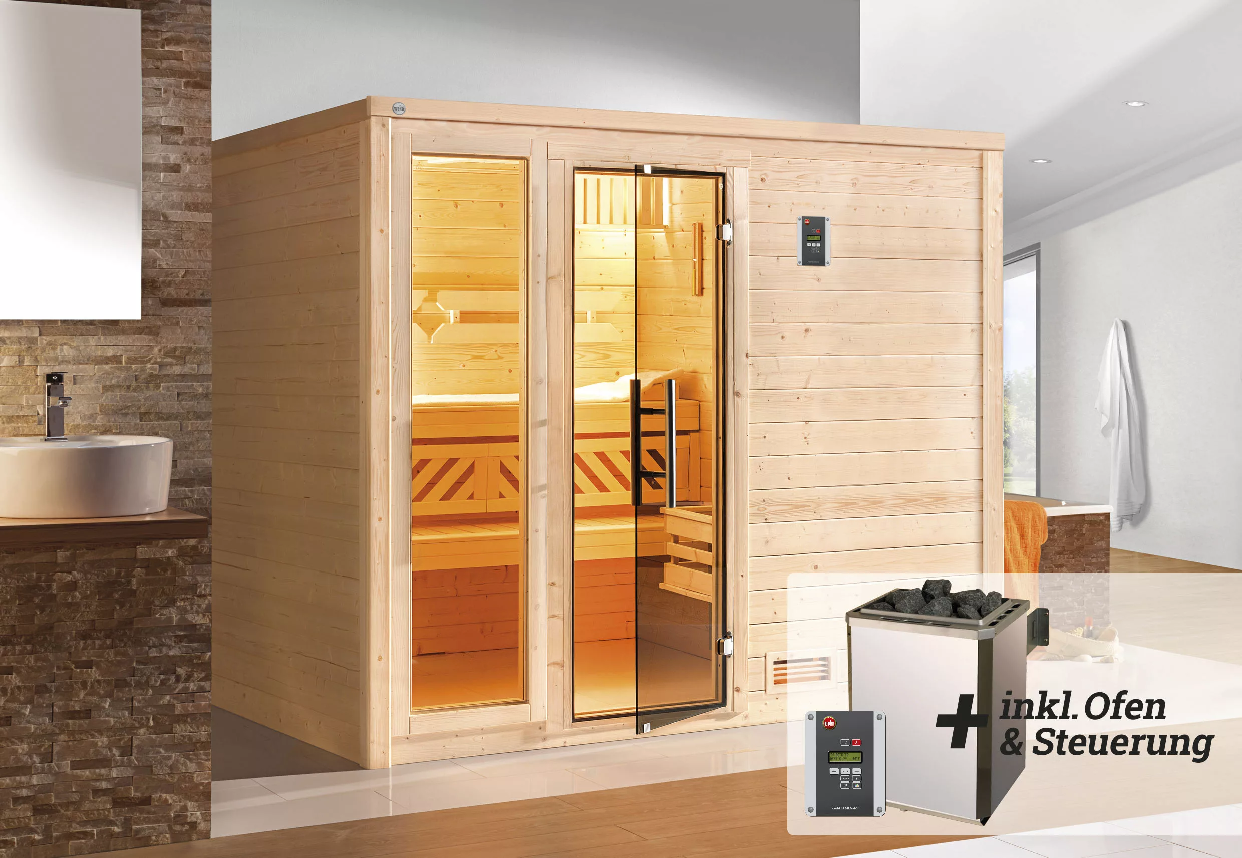 weka Sauna »Bergen«, (Set), 7,5 kW-Ofen mit digitaler Steuerung günstig online kaufen