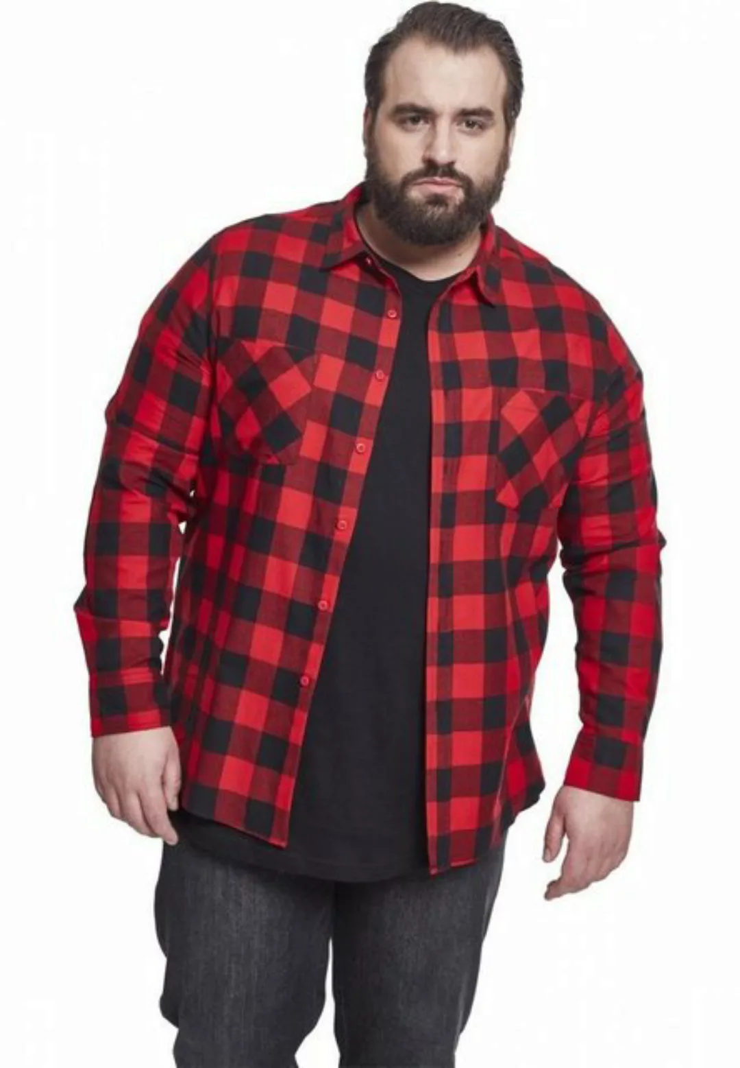 Urban Classics Checked Flanell Shirt TB297 Black Burgundy günstig online kaufen