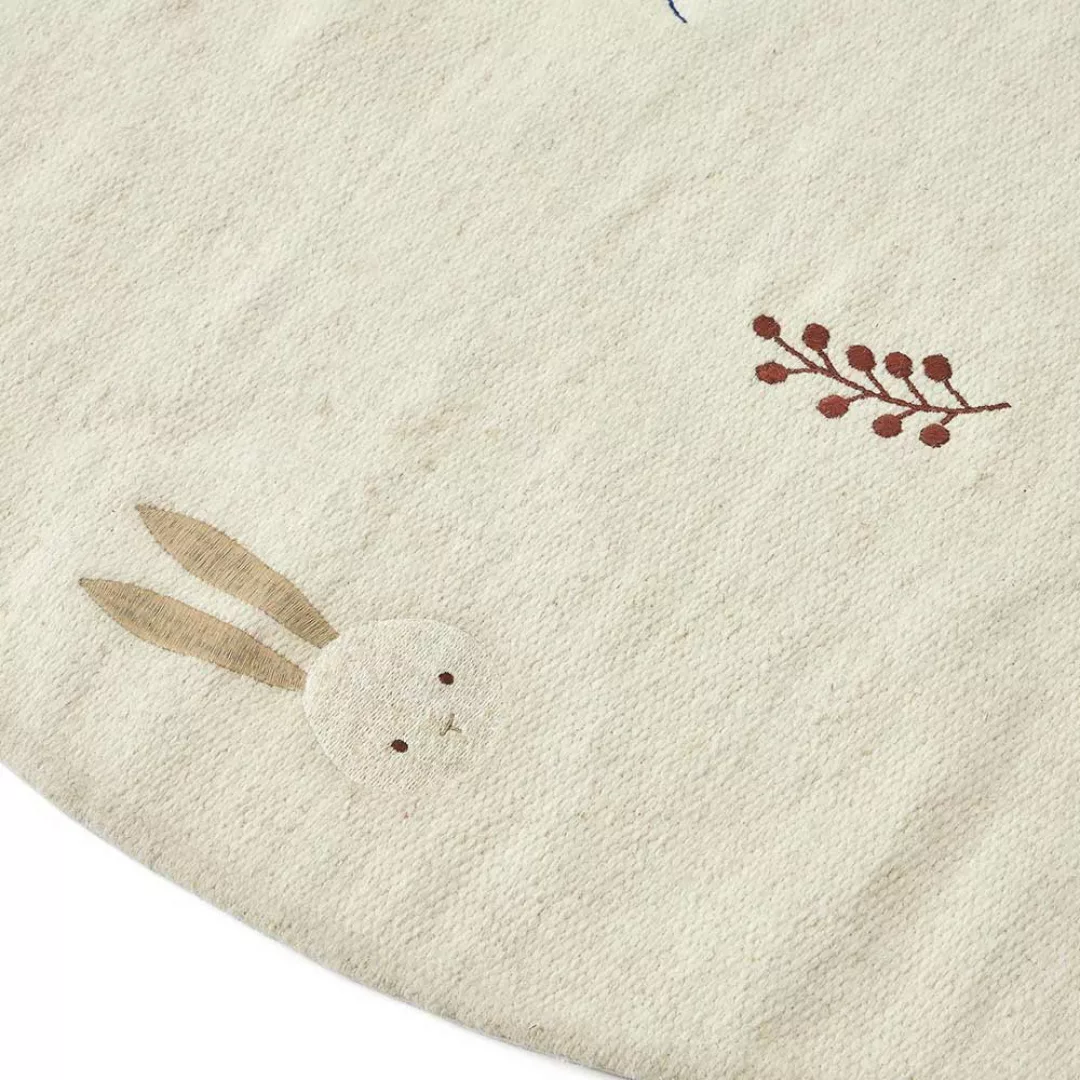 Runder Kinderzimmerteppich mit Hasen Motiv 120 cm breit günstig online kaufen
