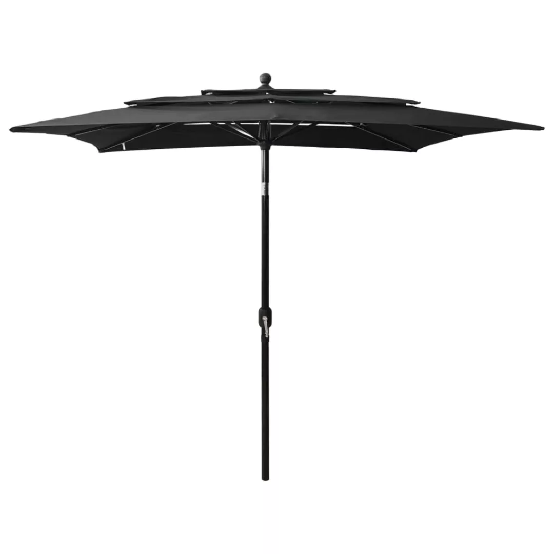 Sonnenschirm Mit Aluminium-mast 3-lagig Schwarz 2,5x2,5 M günstig online kaufen