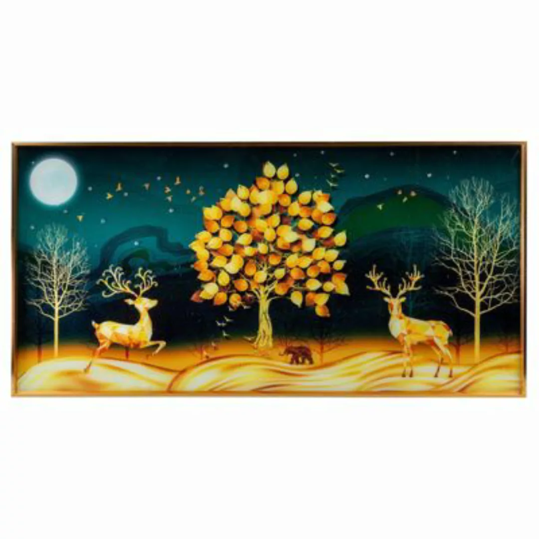 Wandbild Wanddeko Diamant Hirsche 50 x 100 cm türkis/gelb günstig online kaufen