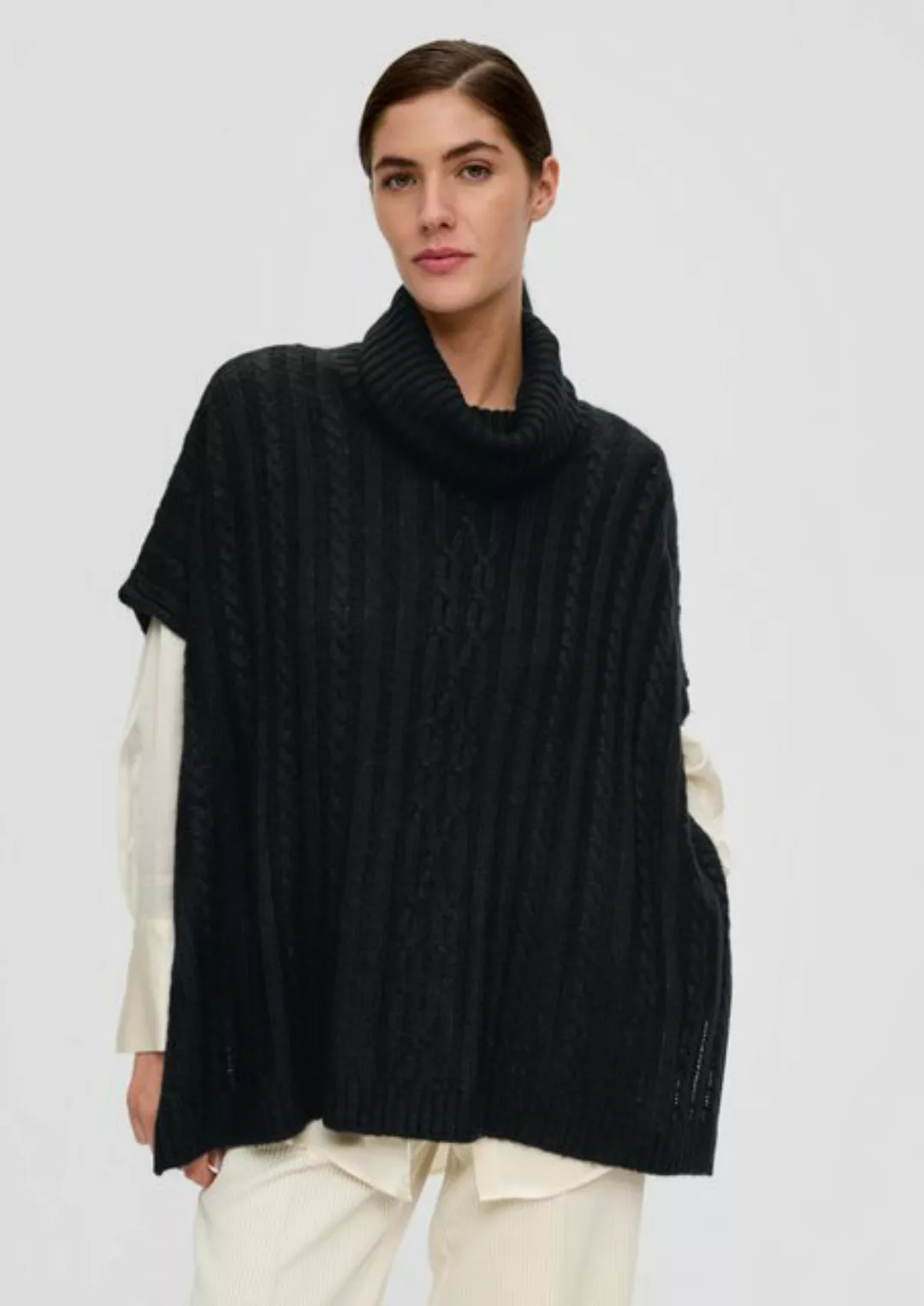 s.Oliver BLACK LABEL Poncho Oversized Strickponcho aus Wollmix günstig online kaufen