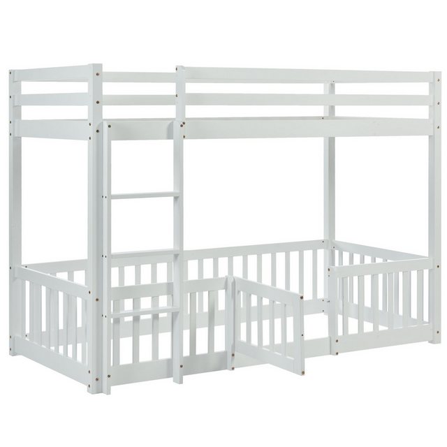 Welikera Etagenbett 200x90cm Etagenbett mit Treppe,Zäune und Türchen,Holzbe günstig online kaufen