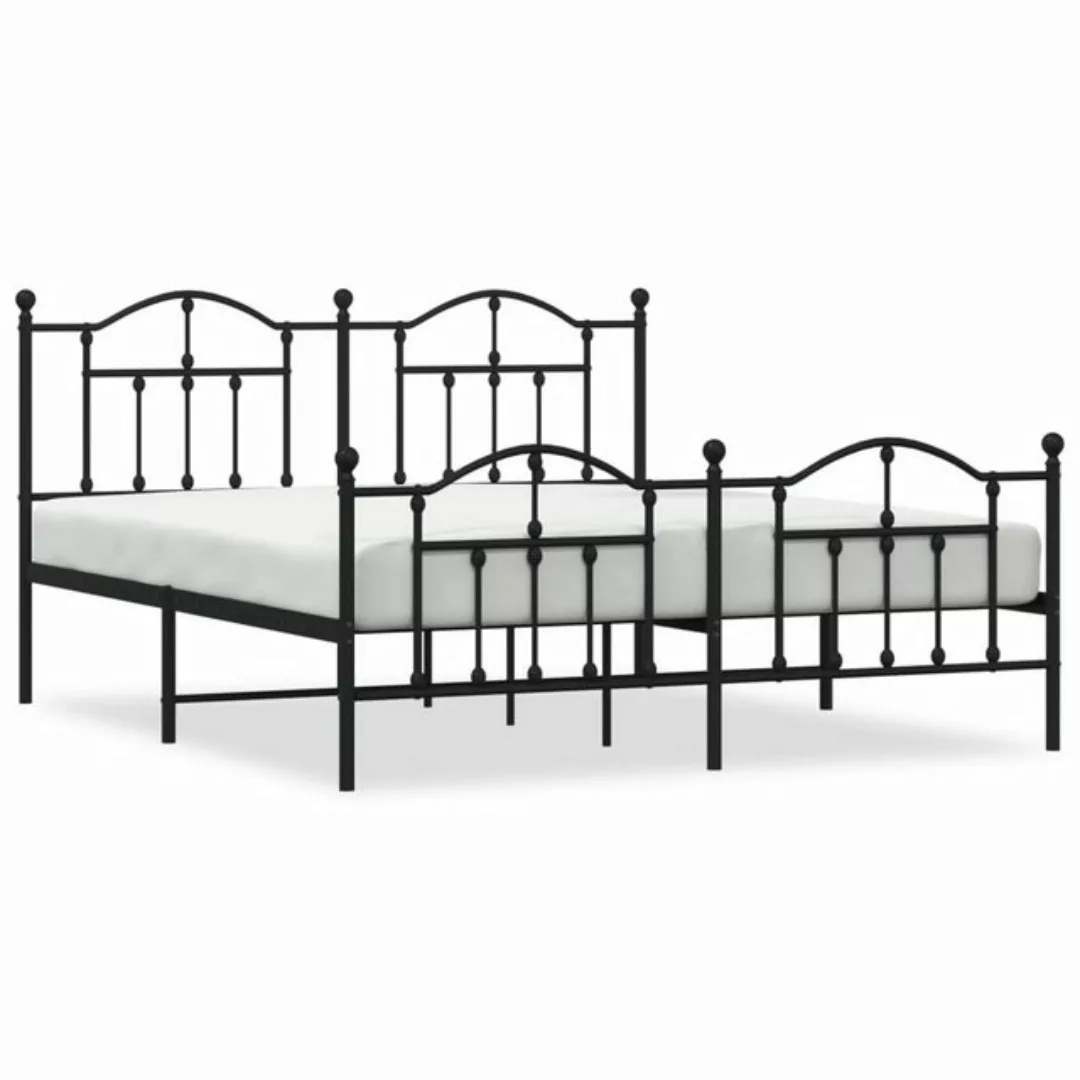 furnicato Bett Bettgestell mit Kopf- und Fußteil Metall Schwarz 183x213 cm günstig online kaufen