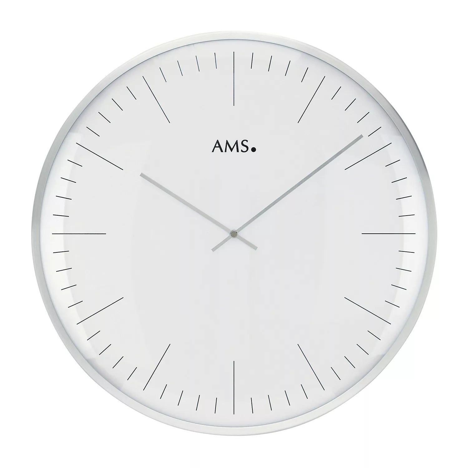 home24 AMS Wanduhr Myponga Aluminium Ø 40 cm Silber/Weiß günstig online kaufen