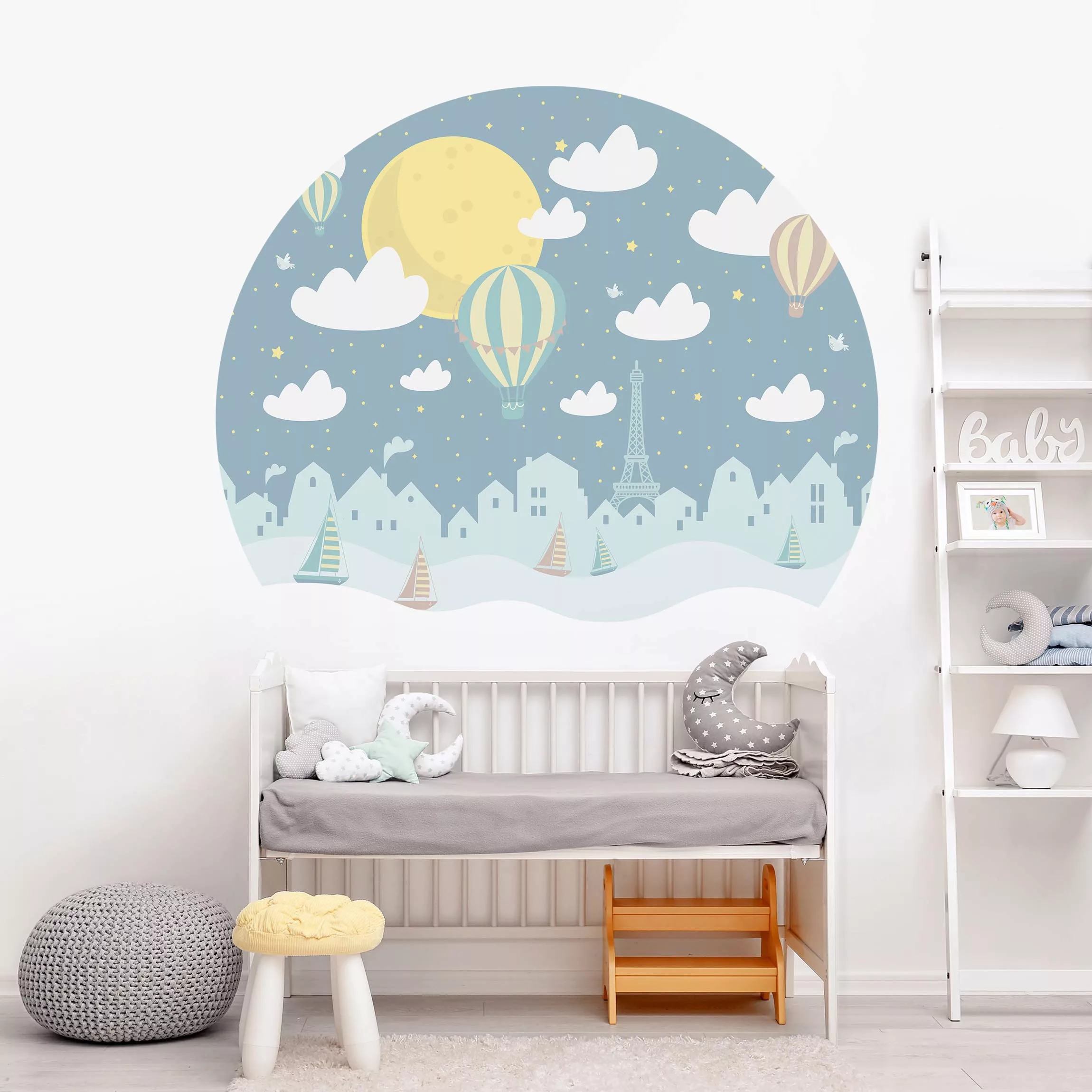 Bilderwelten Runde Tapete selbstklebend Kinderzimmer Paris mit Sternen und günstig online kaufen