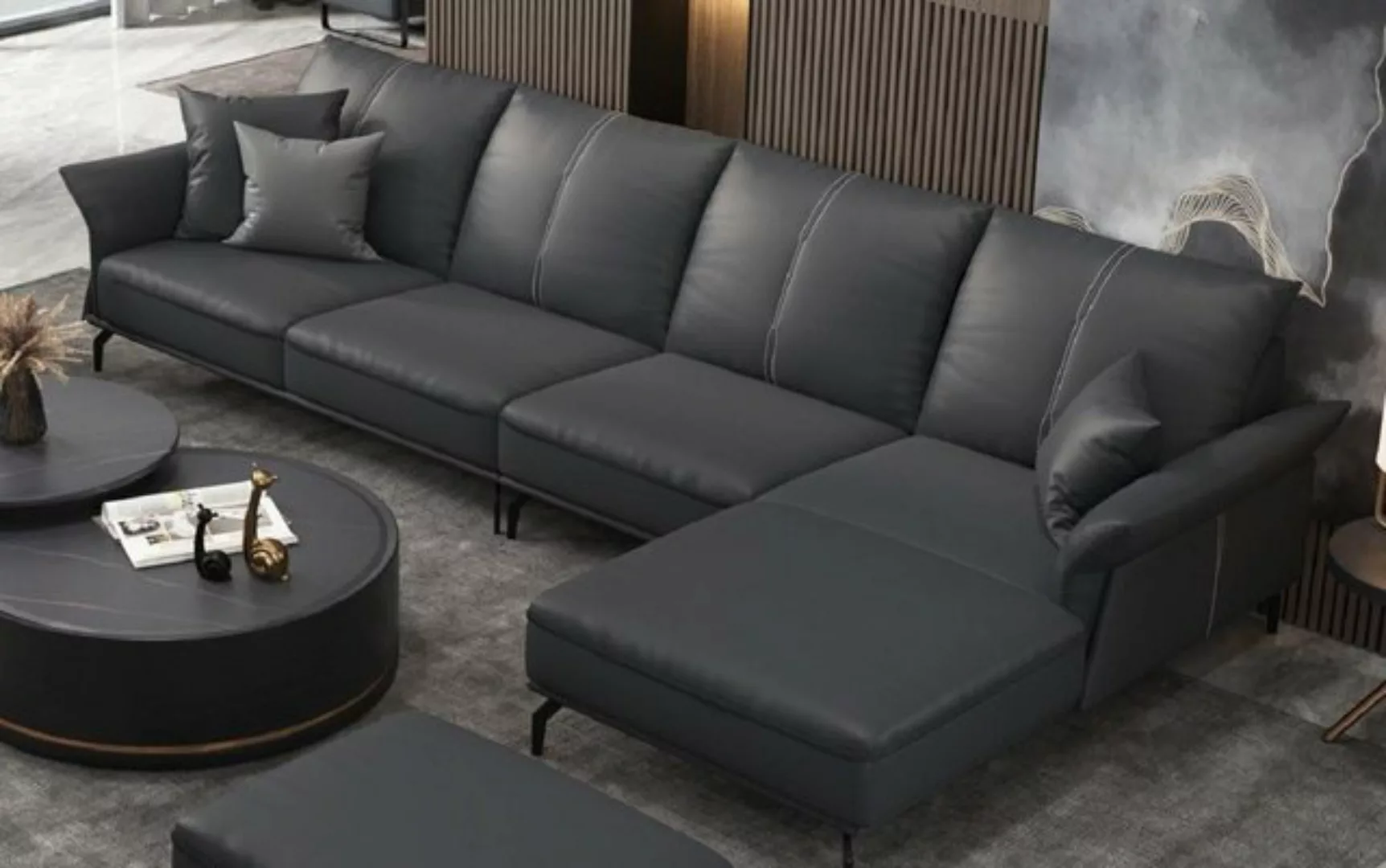 Xlmoebel Ecksofa Schwarzes Luxus-Multifunktionssofa mit modernem Design, 1 günstig online kaufen