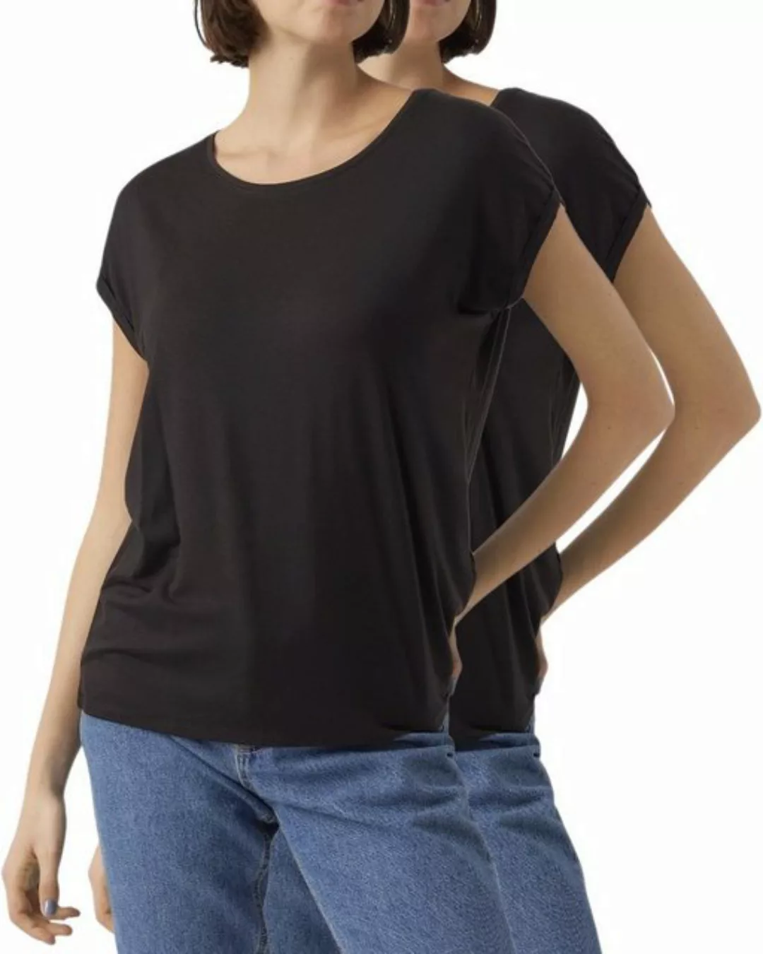 Vero Moda T-Shirt Stilvolles Basic Shirt mit Rundhalsausschnitt (2er-Pack) günstig online kaufen