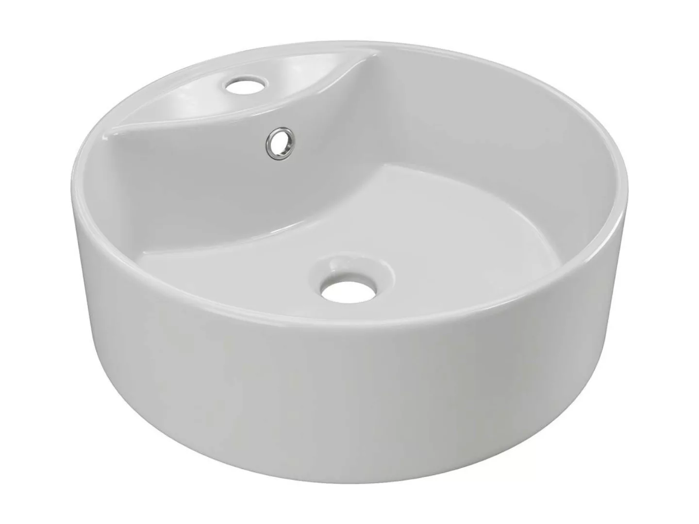 Aufsatzwaschbecken rund aus Keramik - Weiß - 40 cm - DARINI günstig online kaufen