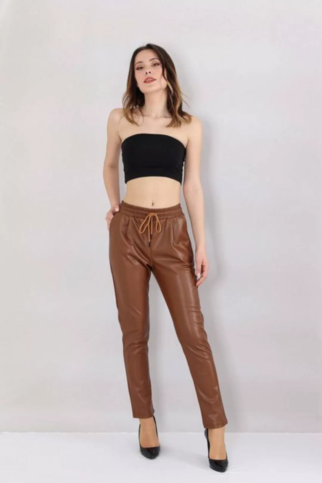 fashionshowcase Lederhose Damen Kunstleder-Hose mittlere Taille – Outdoorho günstig online kaufen