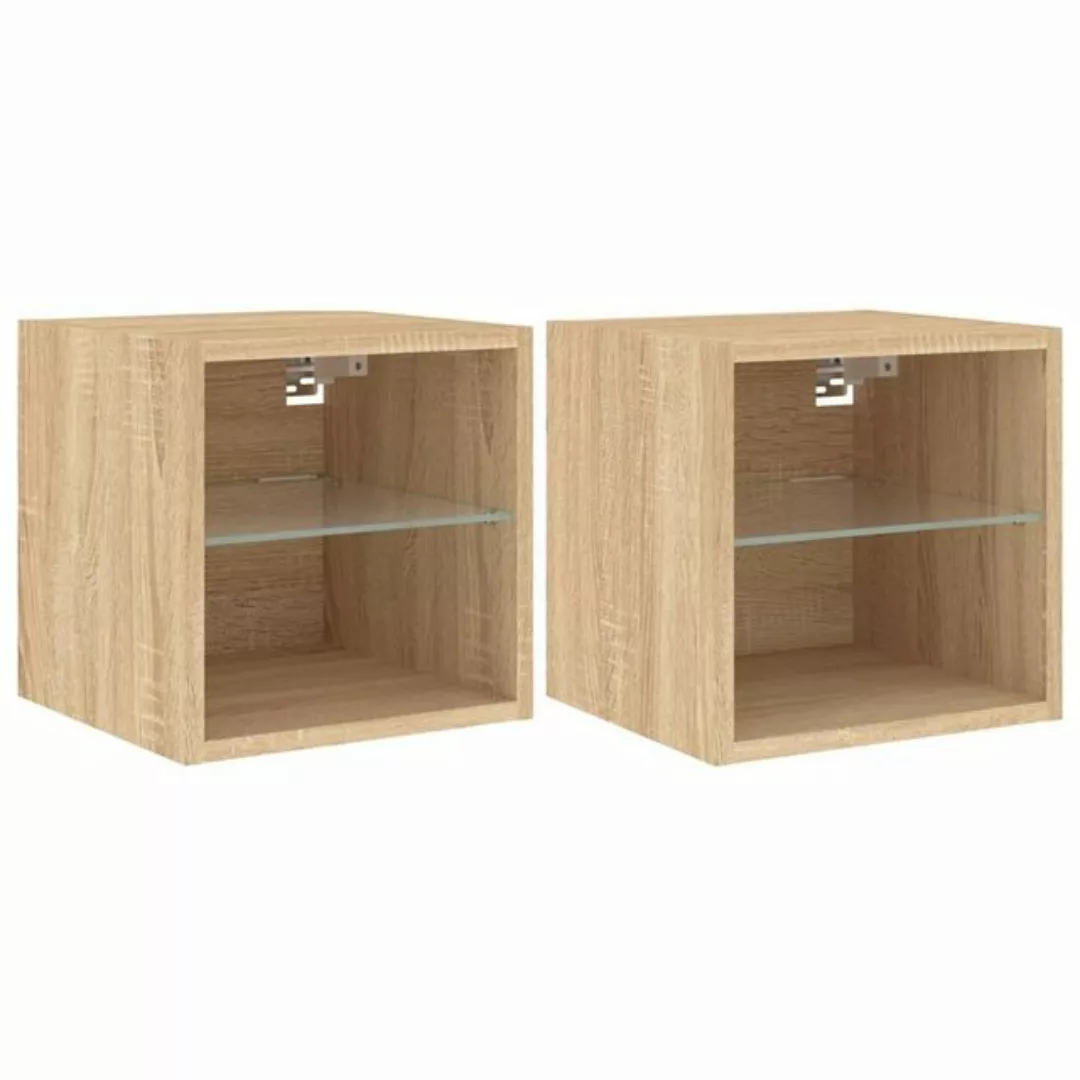 vidaXL Hängeschrank Wandschränke mit LED Leuchten 2 Stk Sonoma Eiche Hänges günstig online kaufen