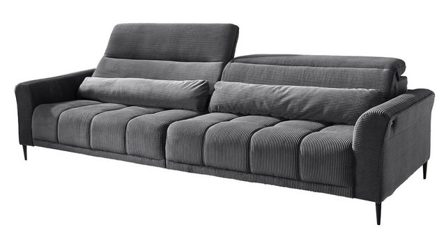 Massivart® Big-Sofa LOGAN Cord grün oder grau 280 cm / 4-Sitzer, Sitztiefen günstig online kaufen