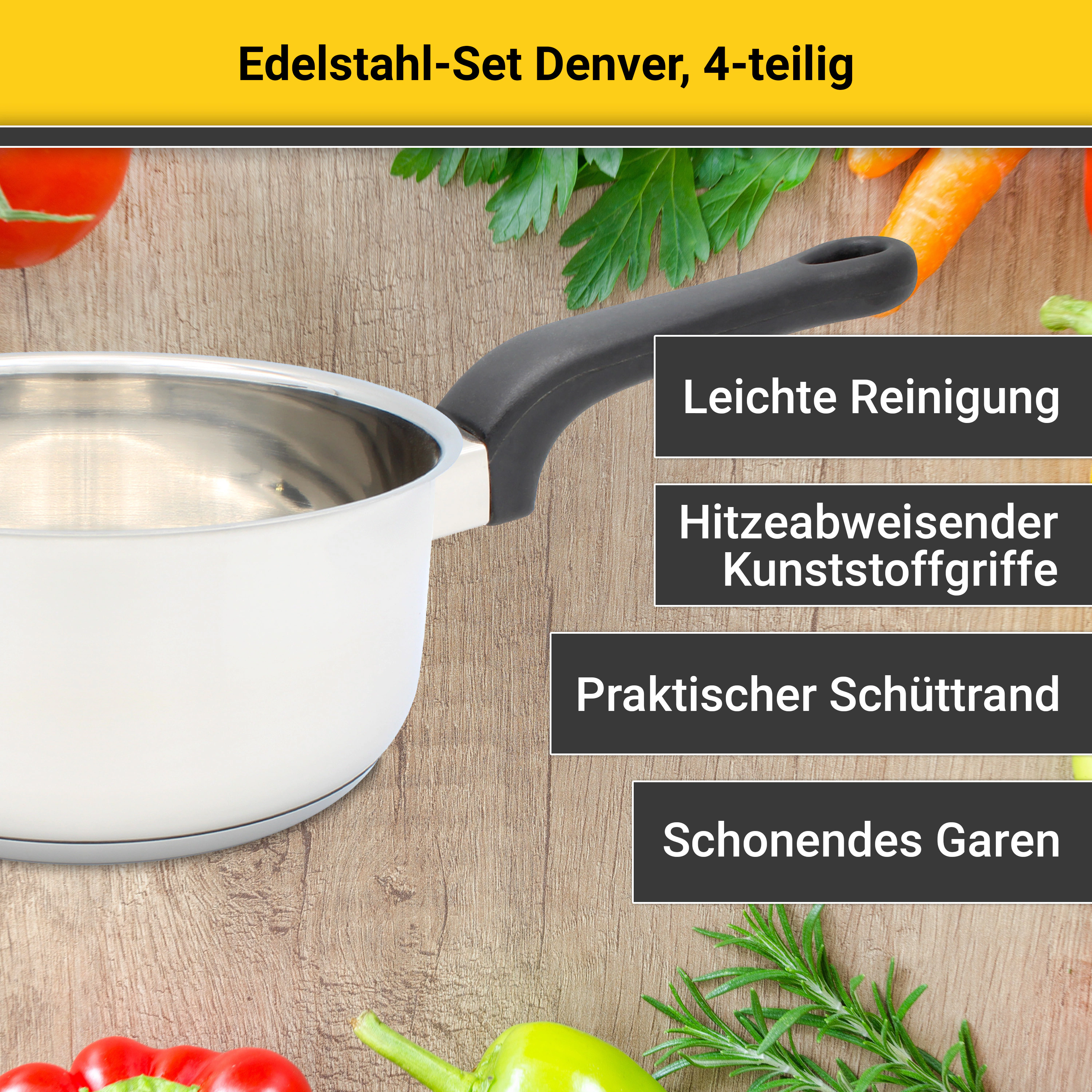 Krüger Topf-Set »Denver«, Edelstahl, (Set, 7 tlg.), für Induktions-Kochfeld günstig online kaufen