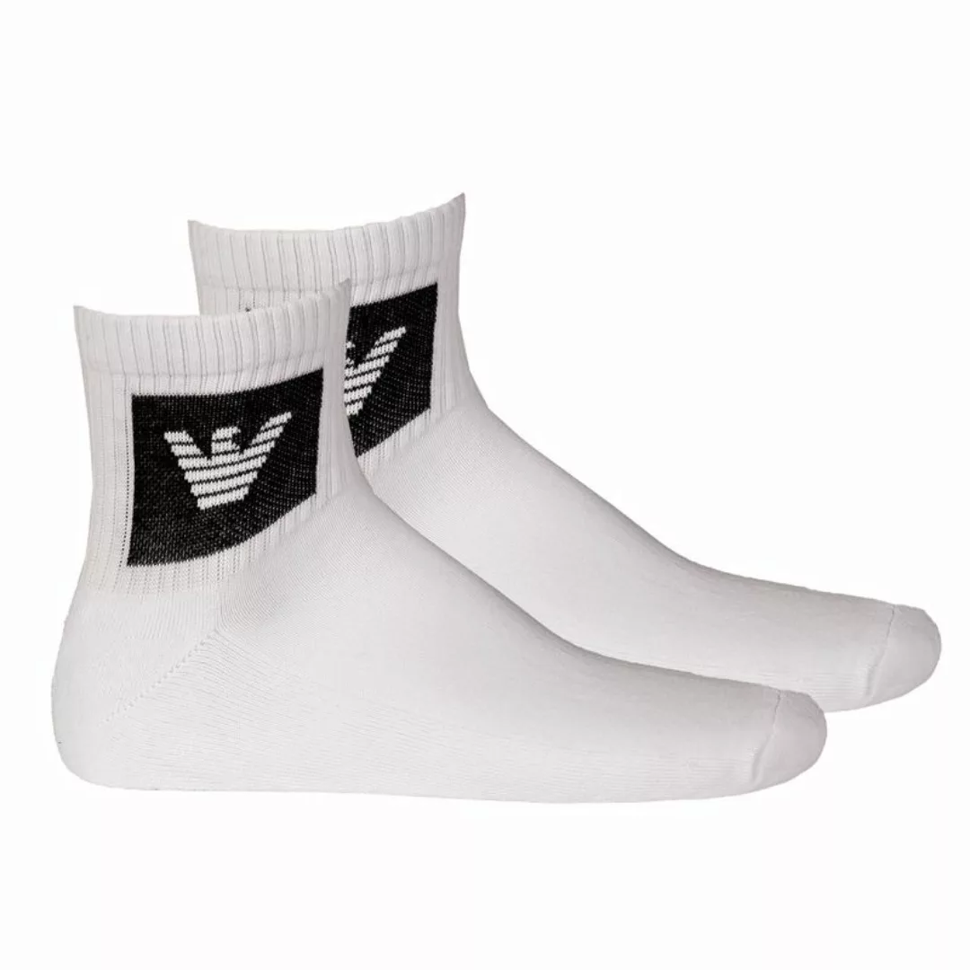 EMPORIO ARMANI Herren Sneakersocken, 2 Paar - Logo, One Size (39-46) Weiß günstig online kaufen