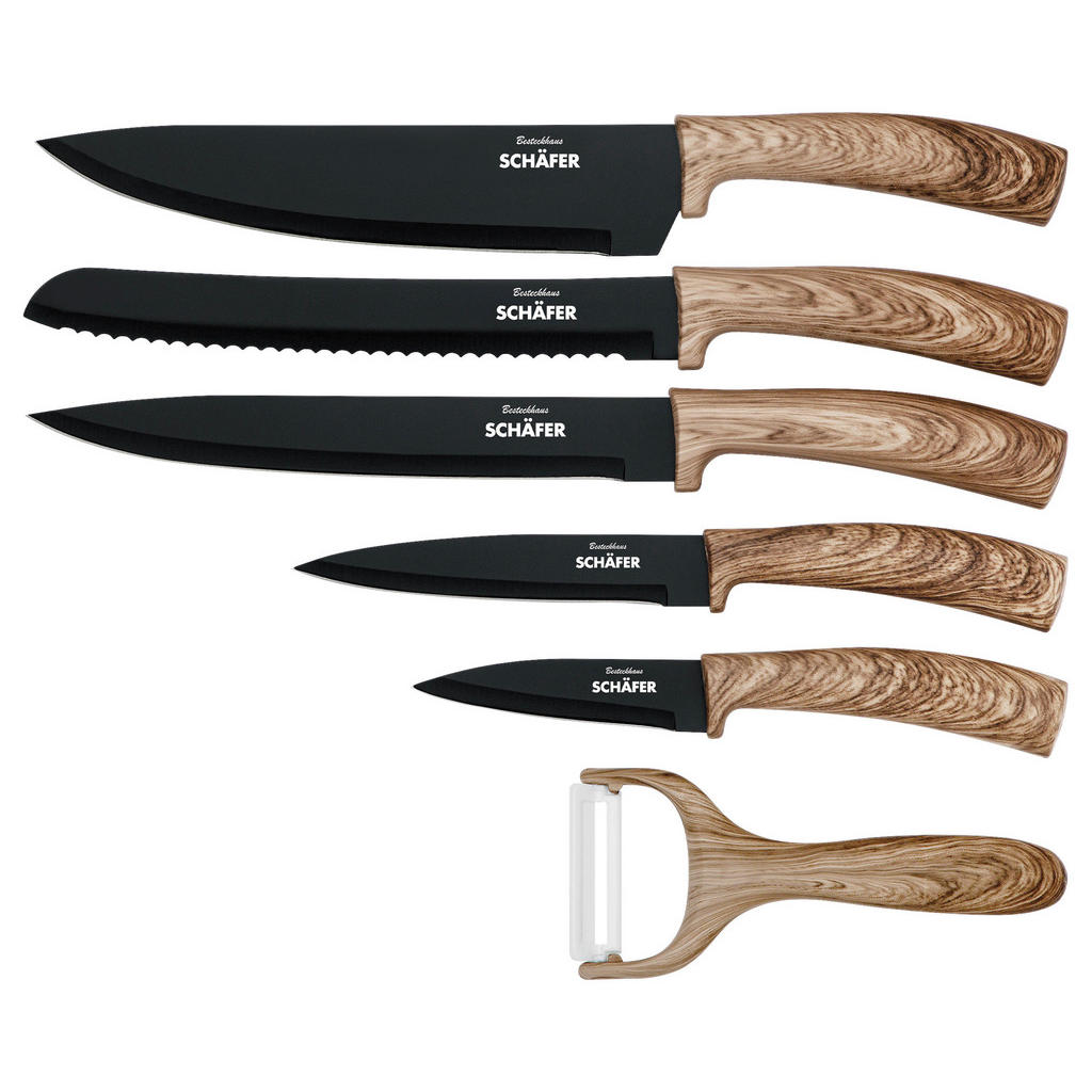 SCHÄFER Messerset Maple Wood schwarz Edelstahl 6 tlg. günstig online kaufen