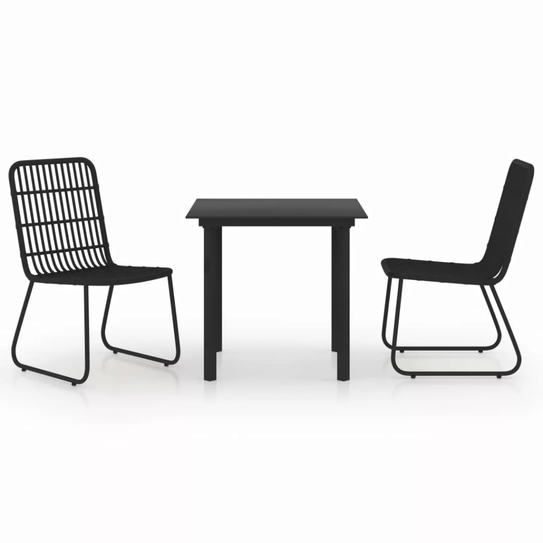 3-tlg. Garten-essgruppe Poly Rattan Und Glas günstig online kaufen