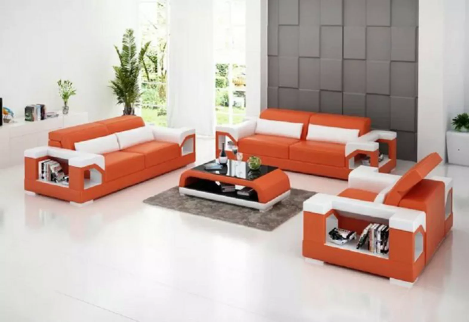 JVmoebel Sofa Couch 321 Sitzer Couchtisch Ledersofa Modernes Sofa Wohnlands günstig online kaufen