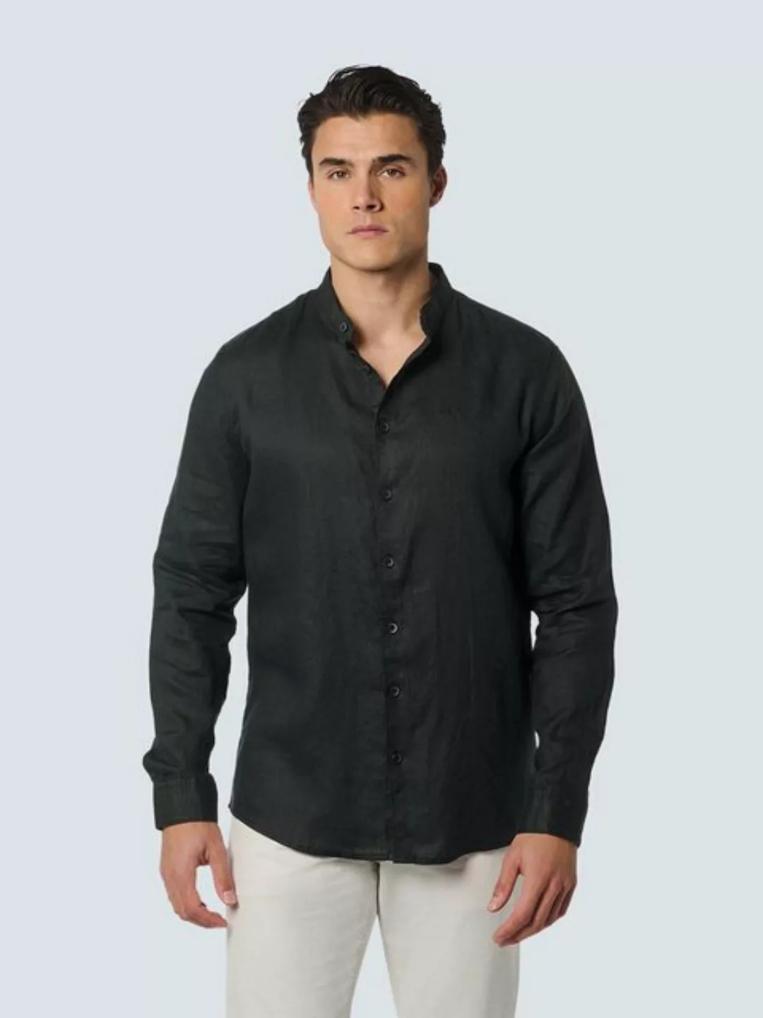 NO EXCESS T-Shirt Shirt Granddad Linen Solid günstig online kaufen