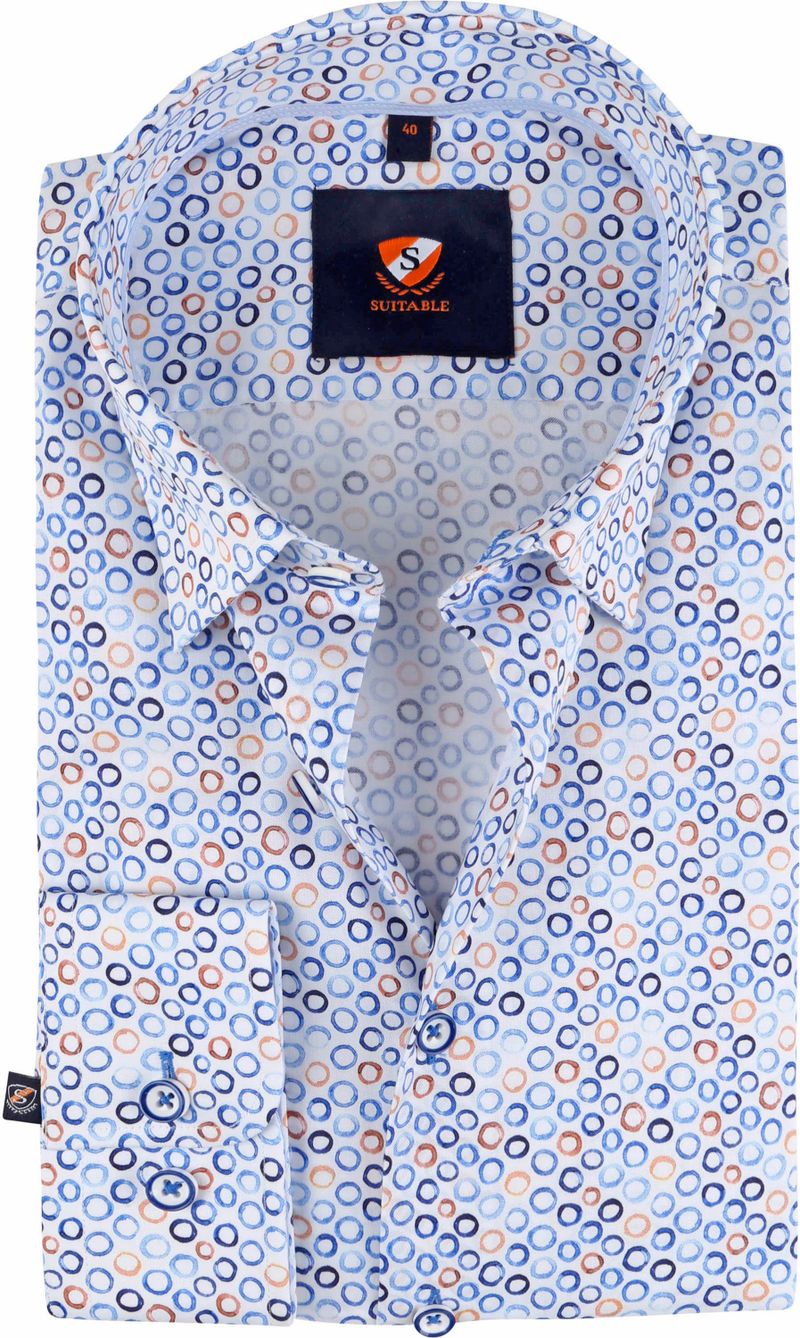 Suitable Twill Hemd Kreise Blau - Größe 42 günstig online kaufen