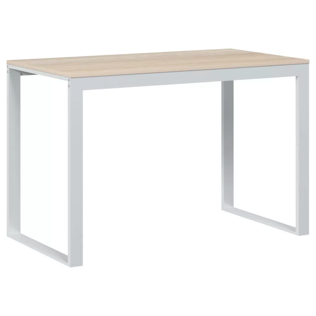 Computertisch Weiß Und Eiche-optik 110x60x73 Cm Spanplatte günstig online kaufen