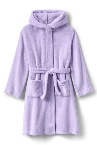 Fleece-Bademantel mit Kapuze, Größe: 98/104, Lila, by Lands' End, Orchidee günstig online kaufen