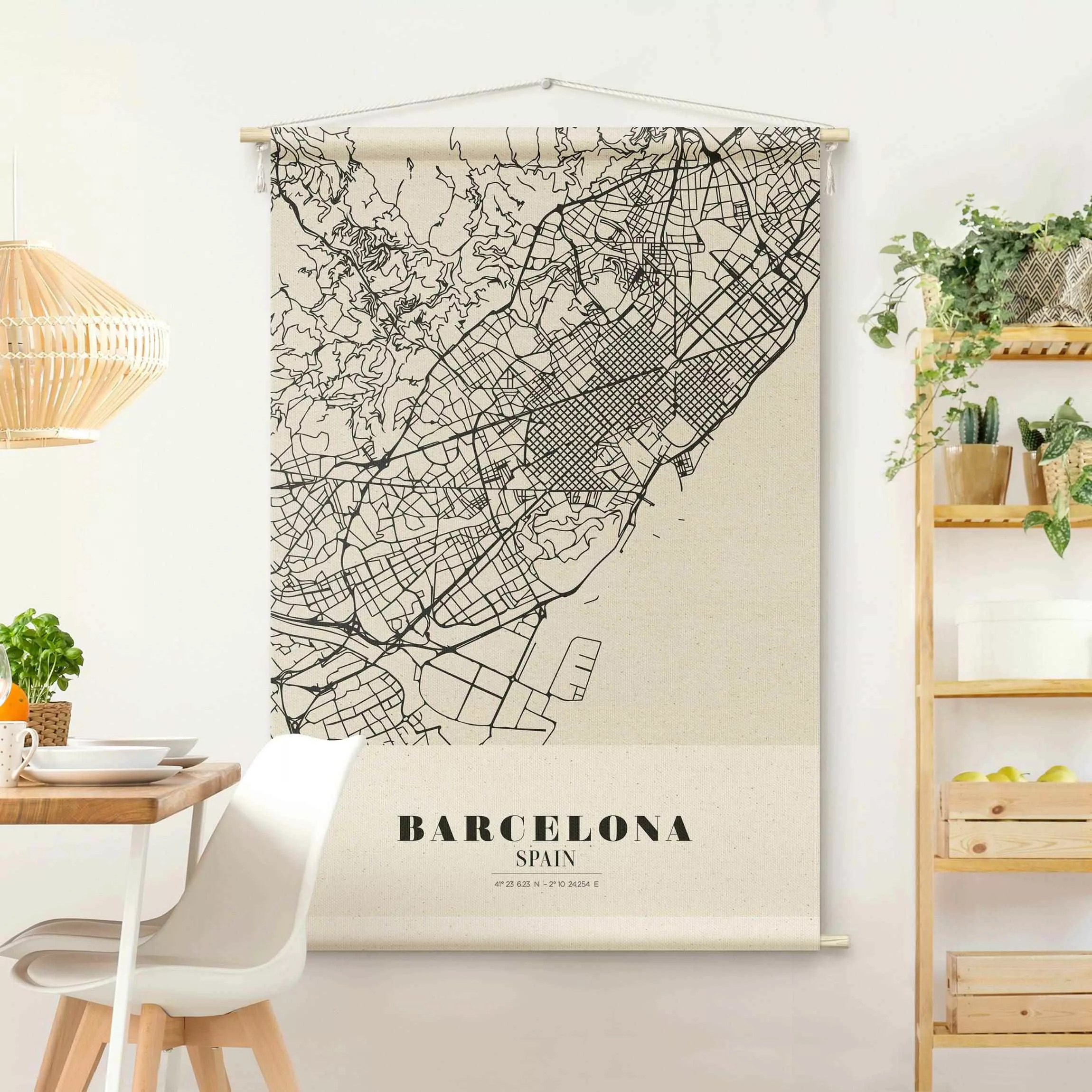 Wandteppich Stadtplan Barcelona - Klassik günstig online kaufen