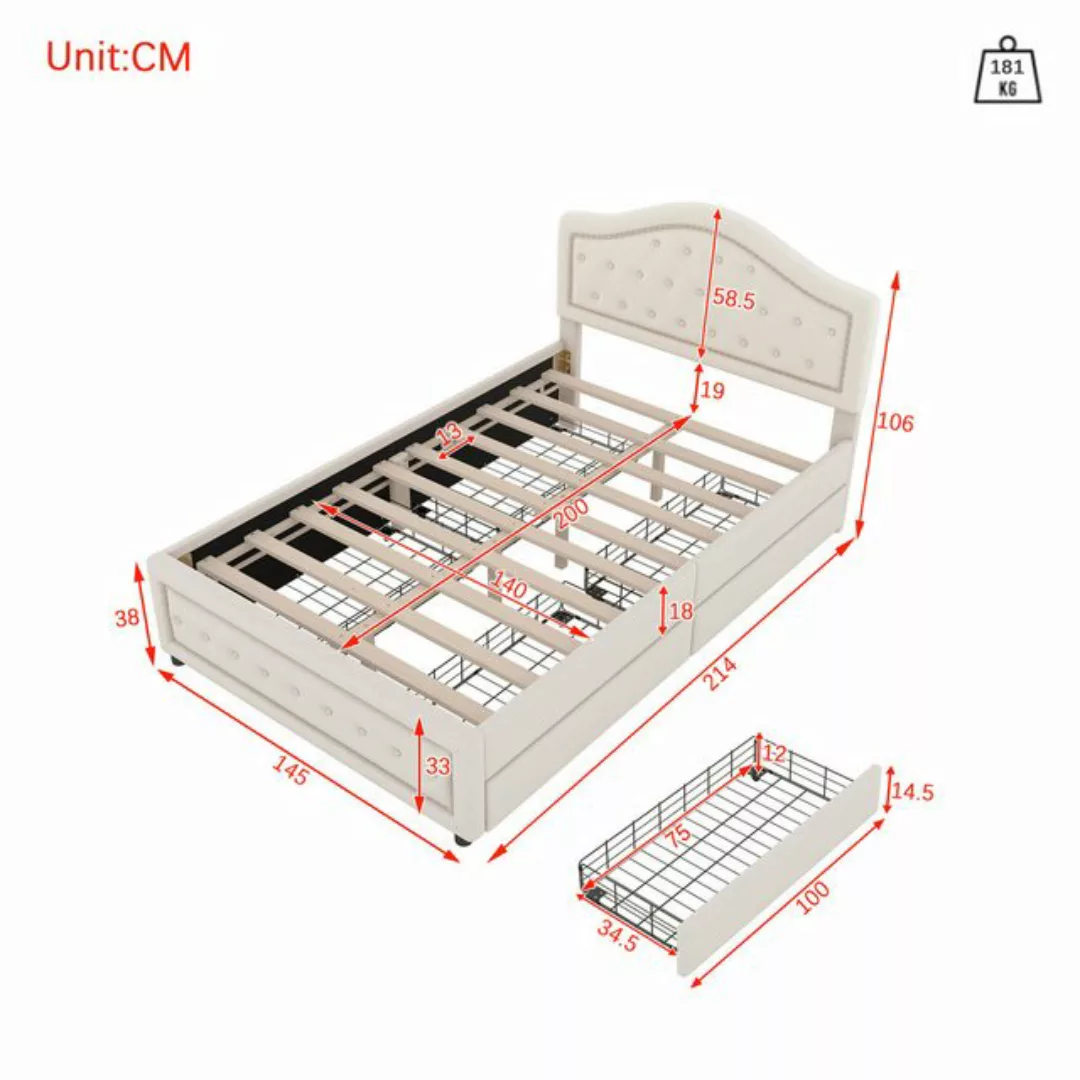 TavilaEcon Polsterbett moderne Flachbett aus hochwertigem Samt und MDF günstig online kaufen