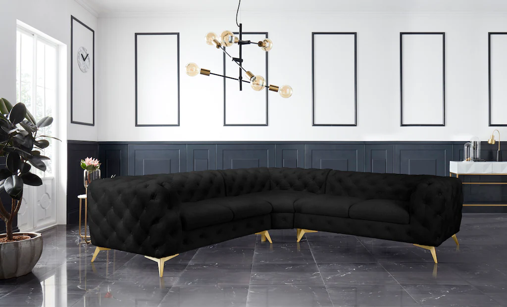 Leonique Chesterfield-Sofa "Ecksofa GLYNIS L-Form mit Wellenunterfederung, günstig online kaufen