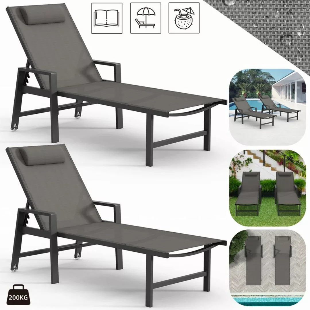 Melko Gartenliege Relaxliege Aluminium Sonnenliege mit günstig online kaufen