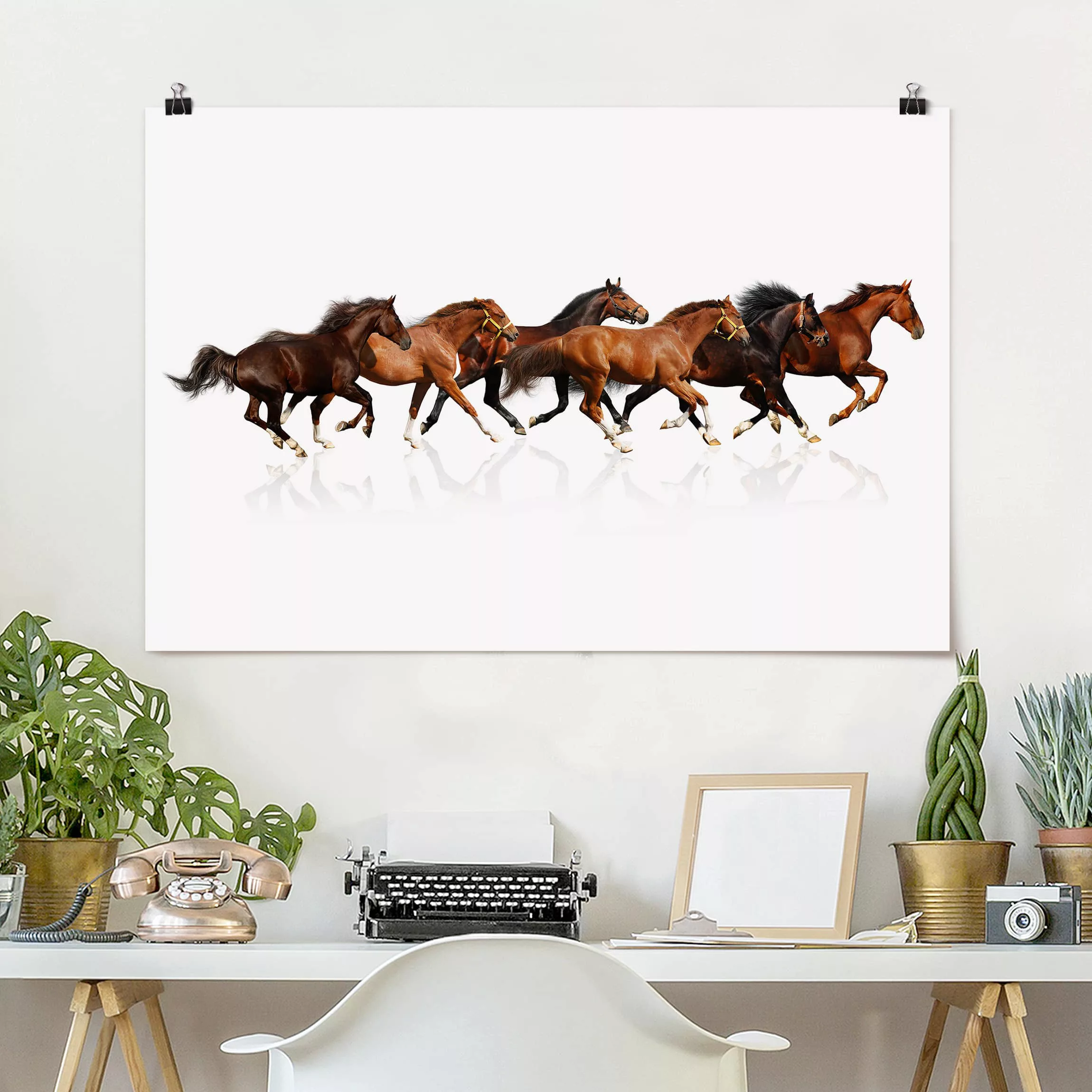 Poster Tiere - Querformat Pferdeherde günstig online kaufen