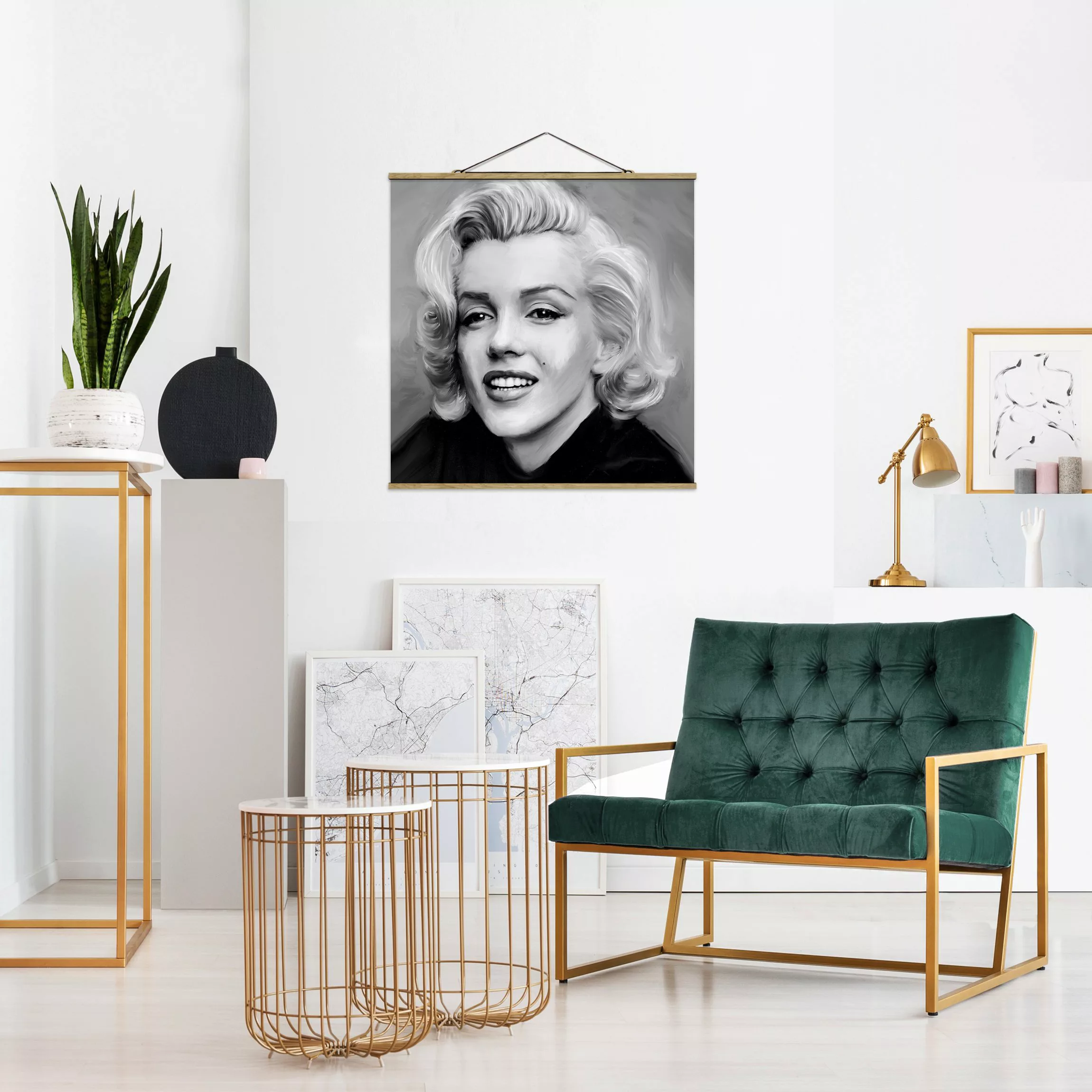 Stoffbild Kunstdruck mit Posterleisten - Quadrat Marilyn privat günstig online kaufen