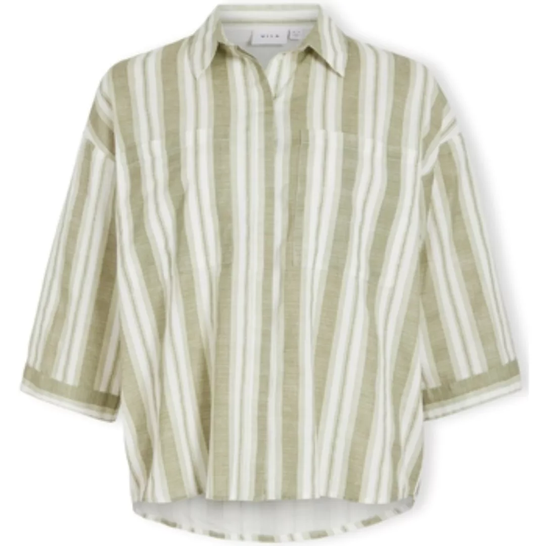 Vila  Blusen Etni 3/4 Oversize Shirt - Egret/Oil Green günstig online kaufen