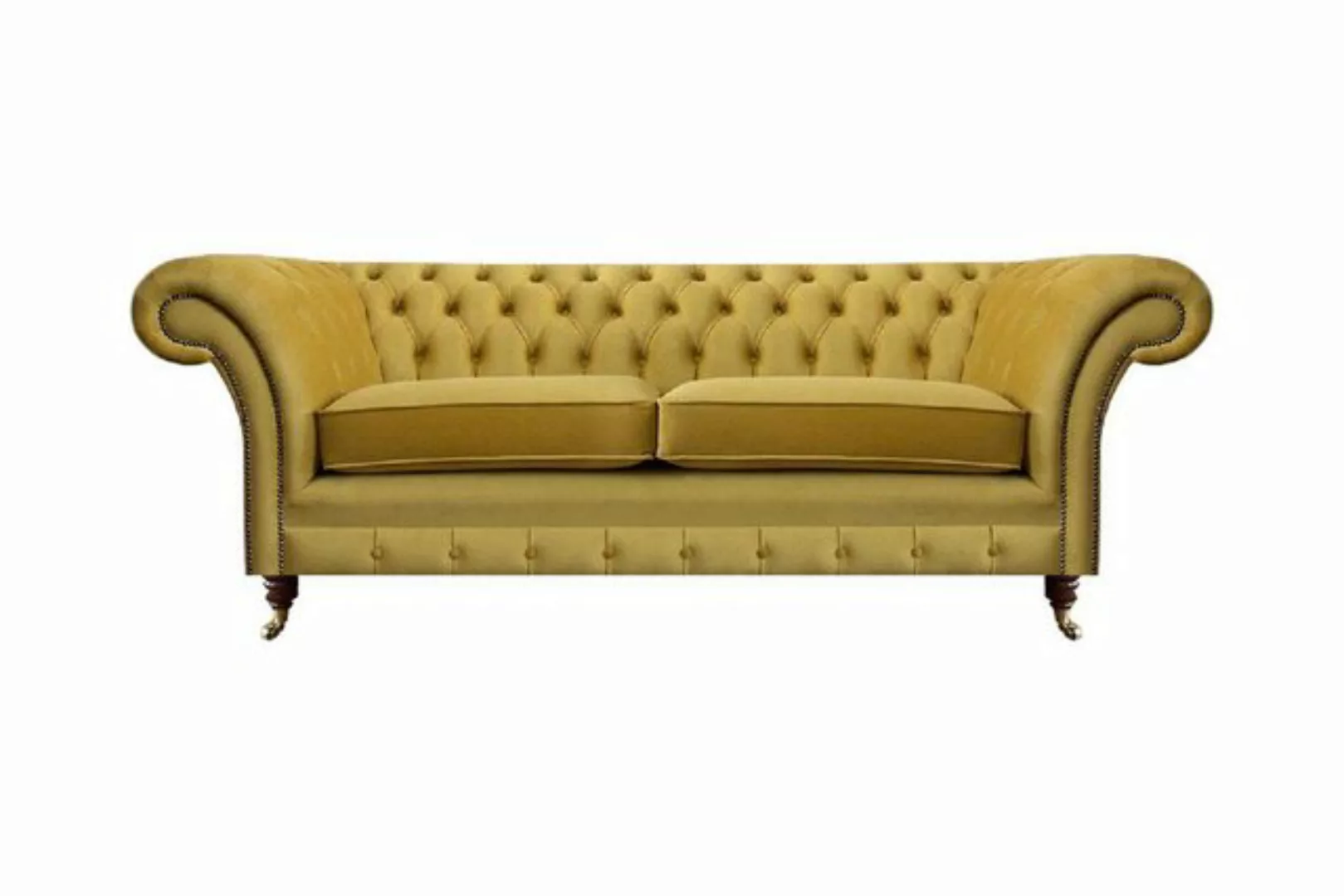 JVmoebel 2-Sitzer Sofa Couch Zweisitzer Luxus Einrichtung Gelb Chesterfield günstig online kaufen